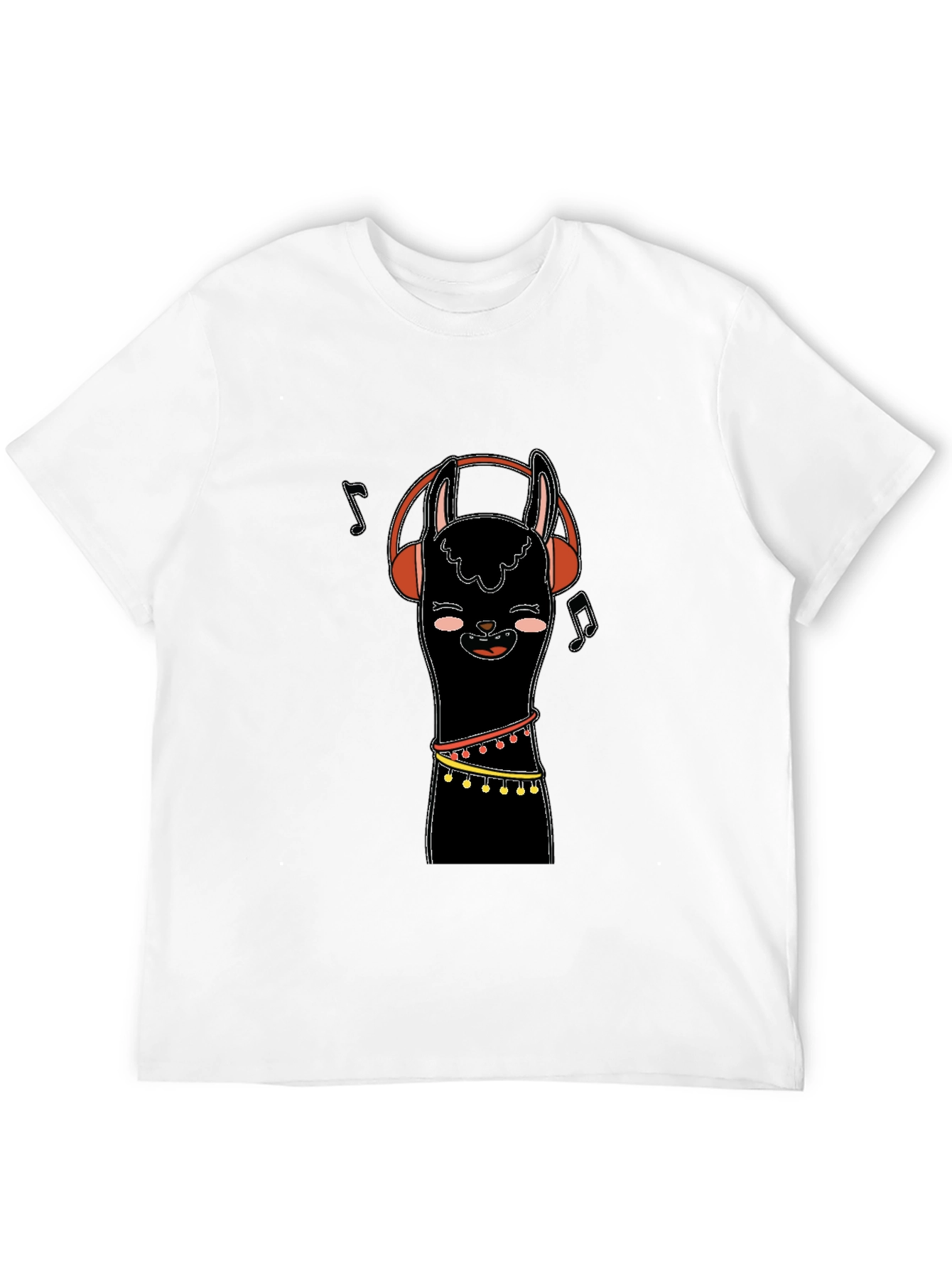 Llama Headphones Black Graphic Tee