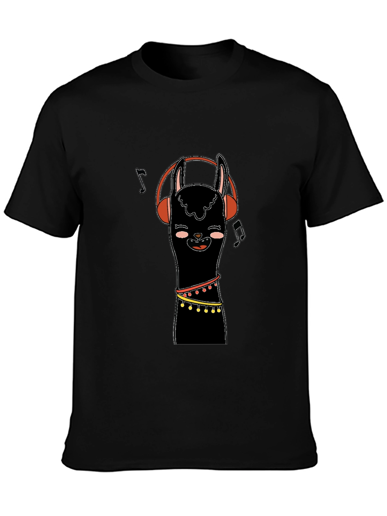 Llama Headphones Black Graphic Tee