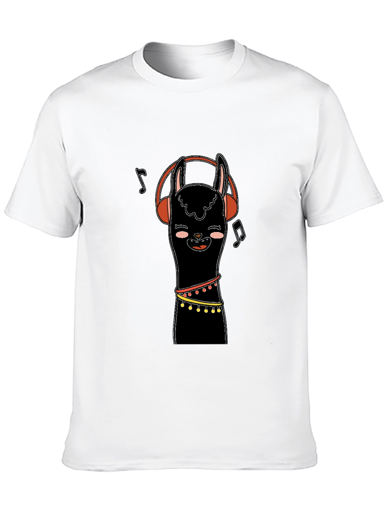 Llama Headphones Black Graphic Tee