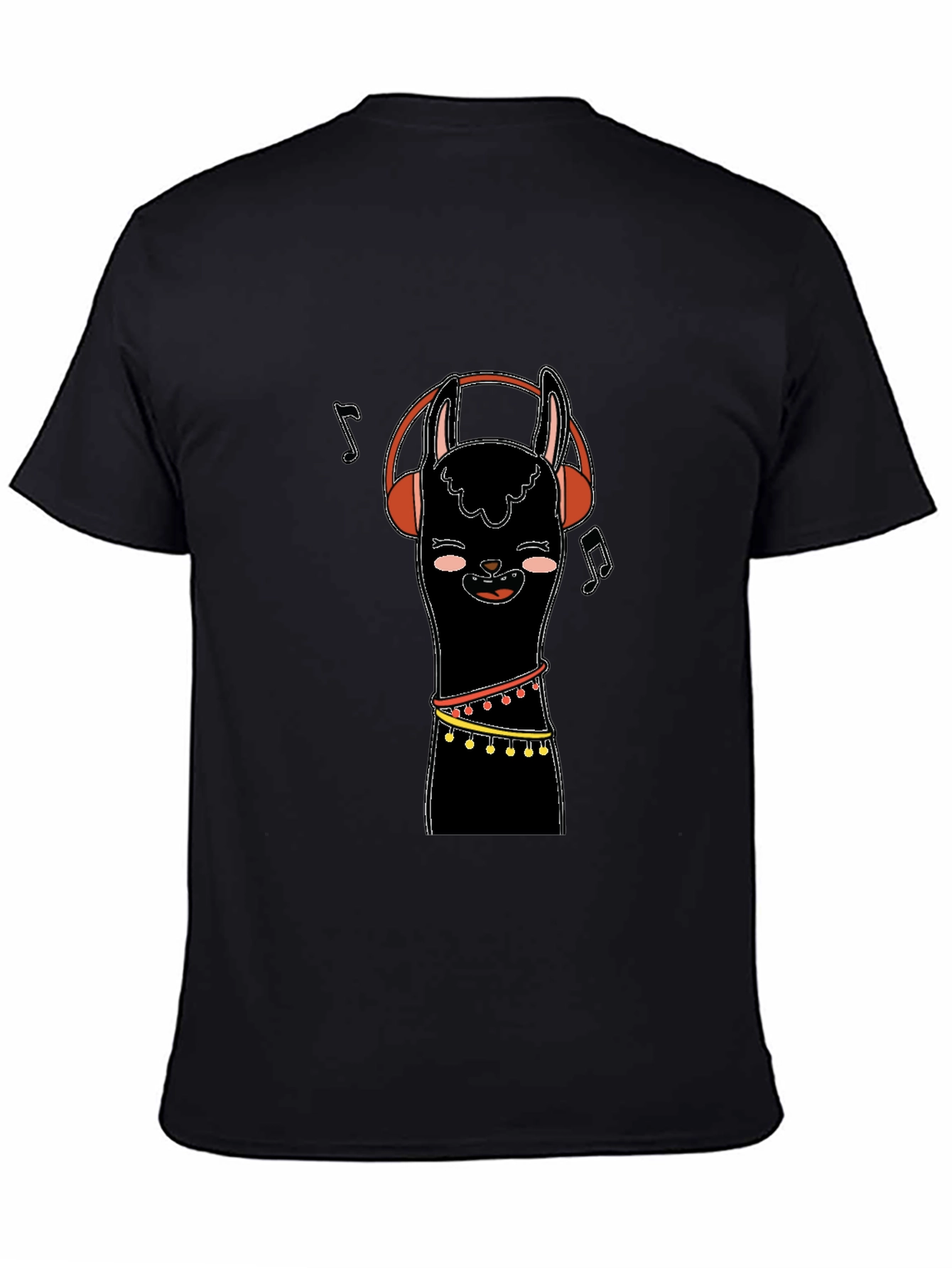 Llama Headphones Black Graphic Tee