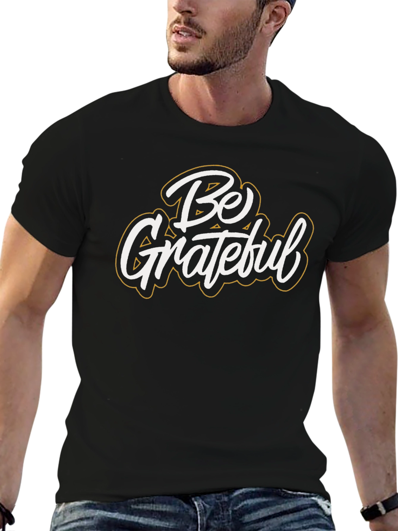 Be Grateful Graphic Tee - Black Casual T-Shirt