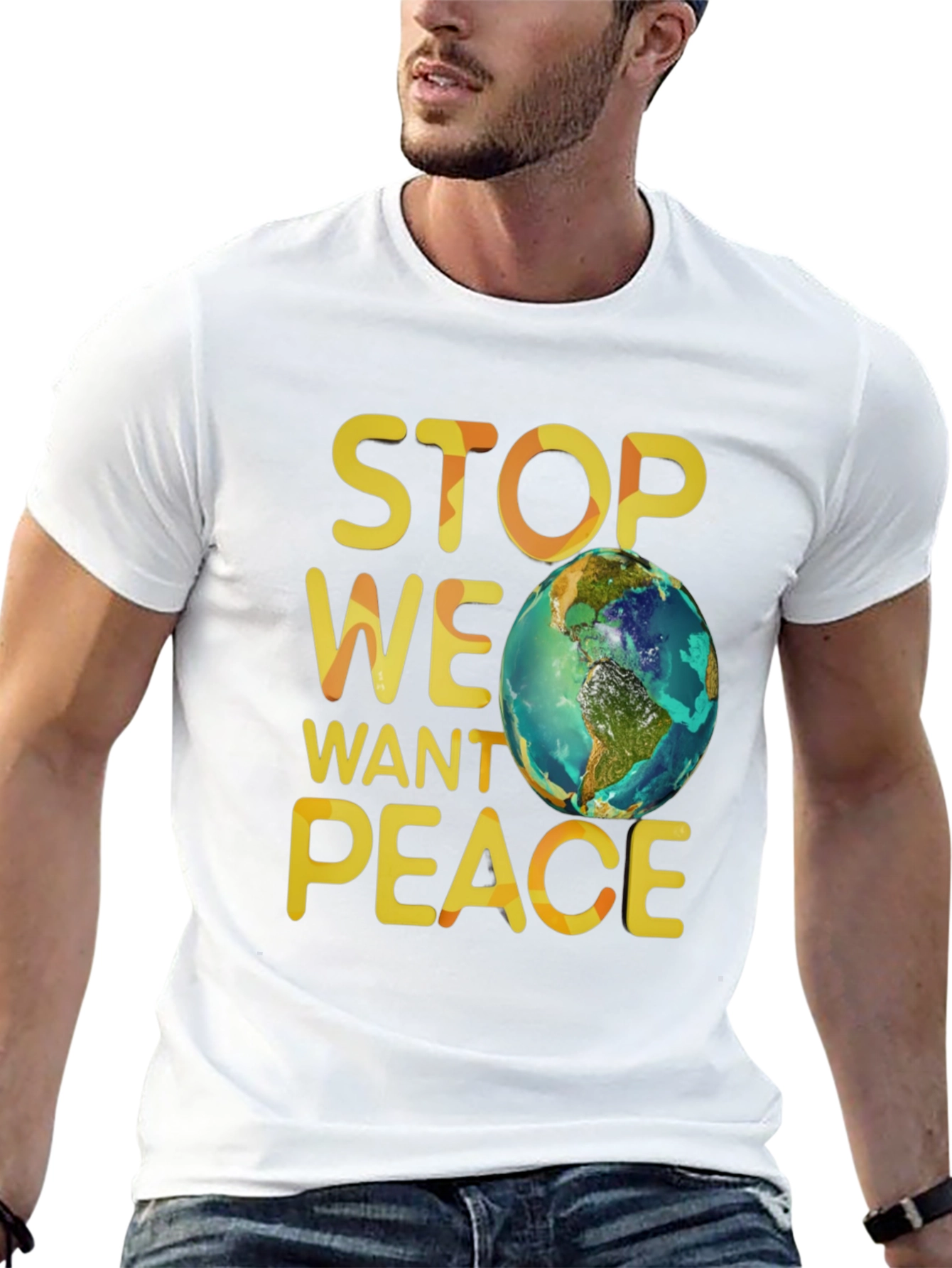 Stop We Want Peace T-Shirt - Earth Graphic
