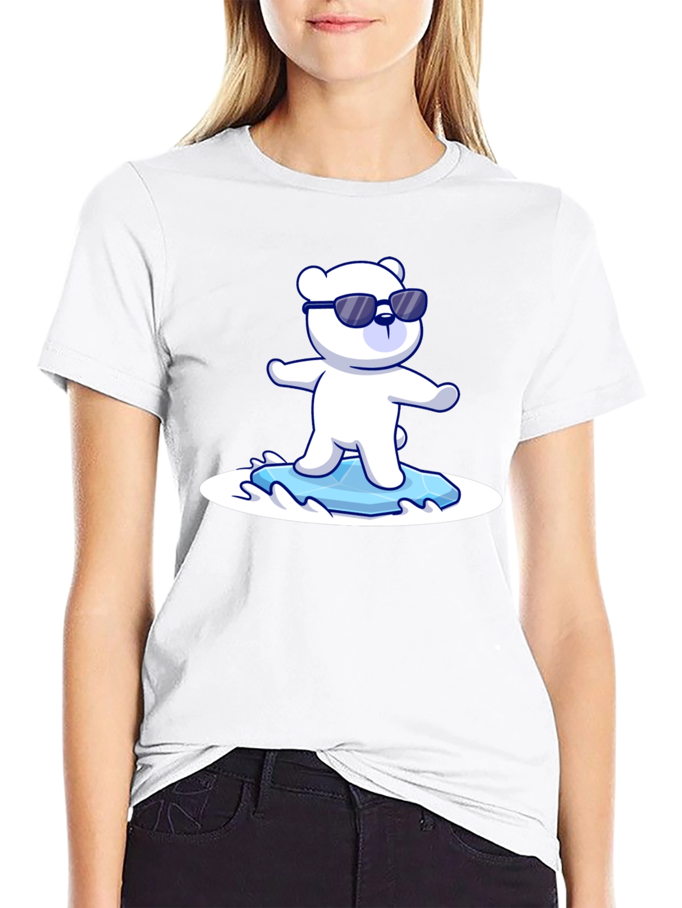 Cool Polar Bear Graphic Tee - Black Cotton T-Shirt
