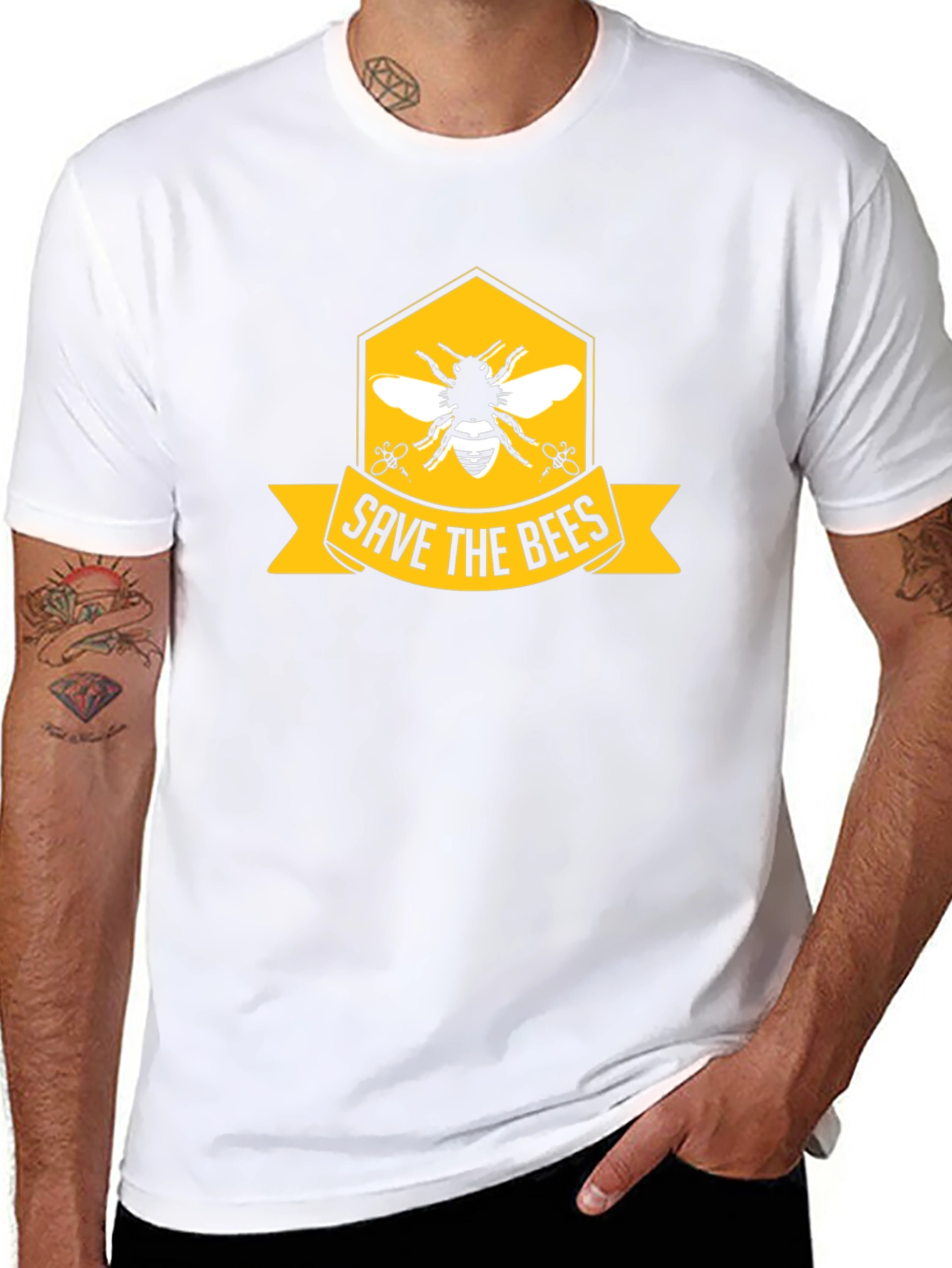Save The Bees Graphic Tee - Black Cotton T-Shirt