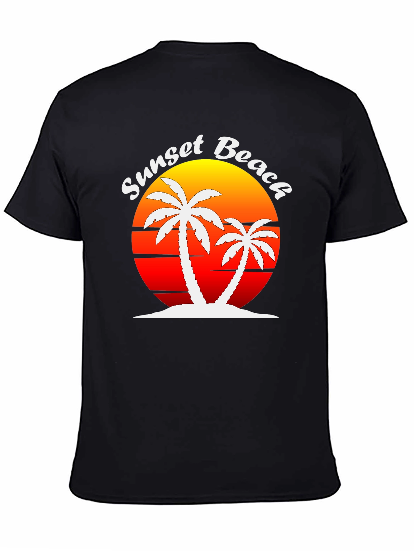 Sunset Beach Palm Tree Graphic T-Shirt