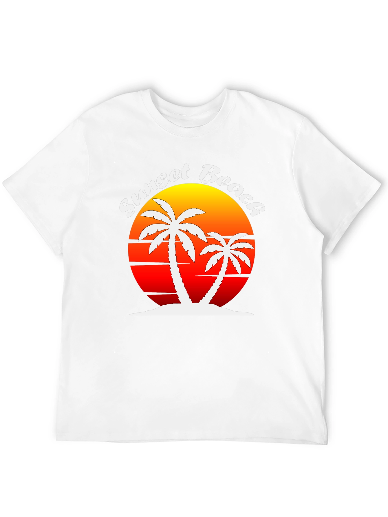 Sunset Beach Palm Tree Graphic T-Shirt