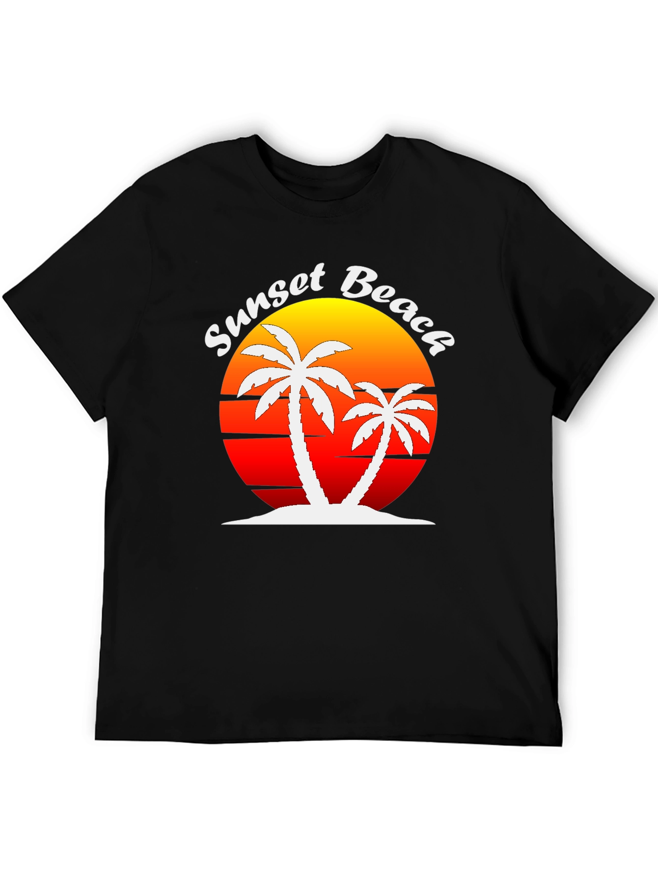 Sunset Beach Palm Tree Graphic T-Shirt