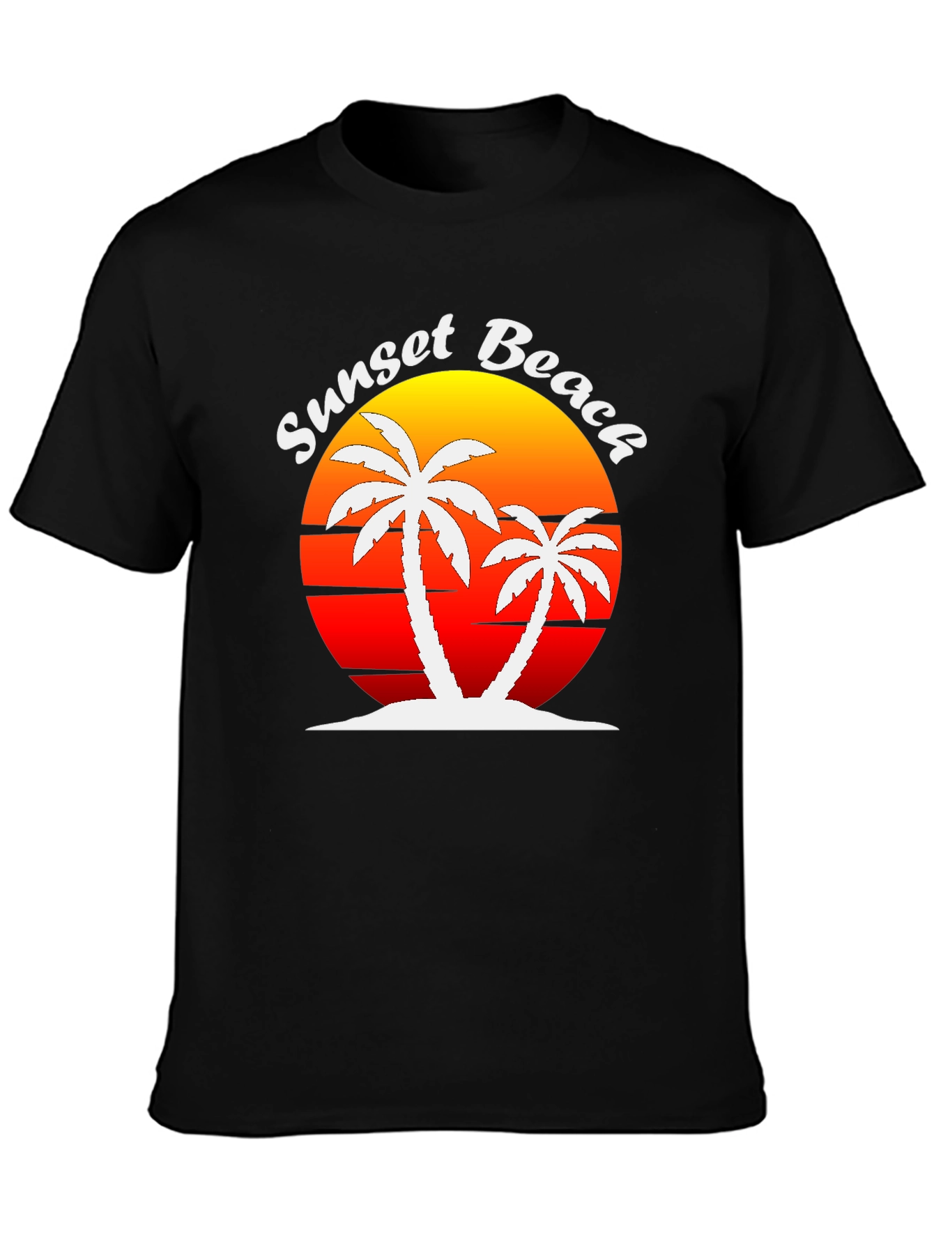 Sunset Beach Palm Tree Graphic T-Shirt
