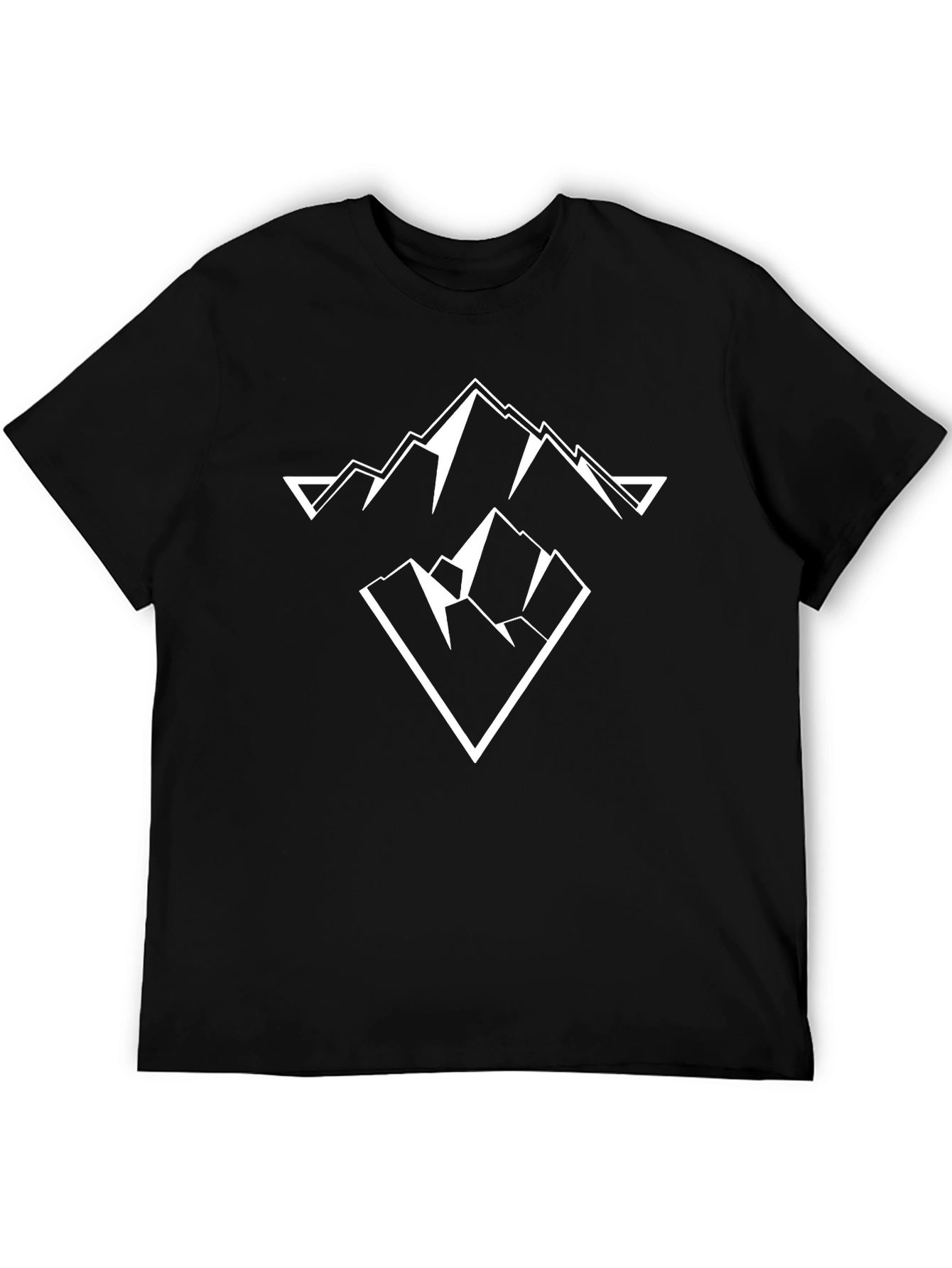 Geometric Mountain Peak Graphic Tee - Black