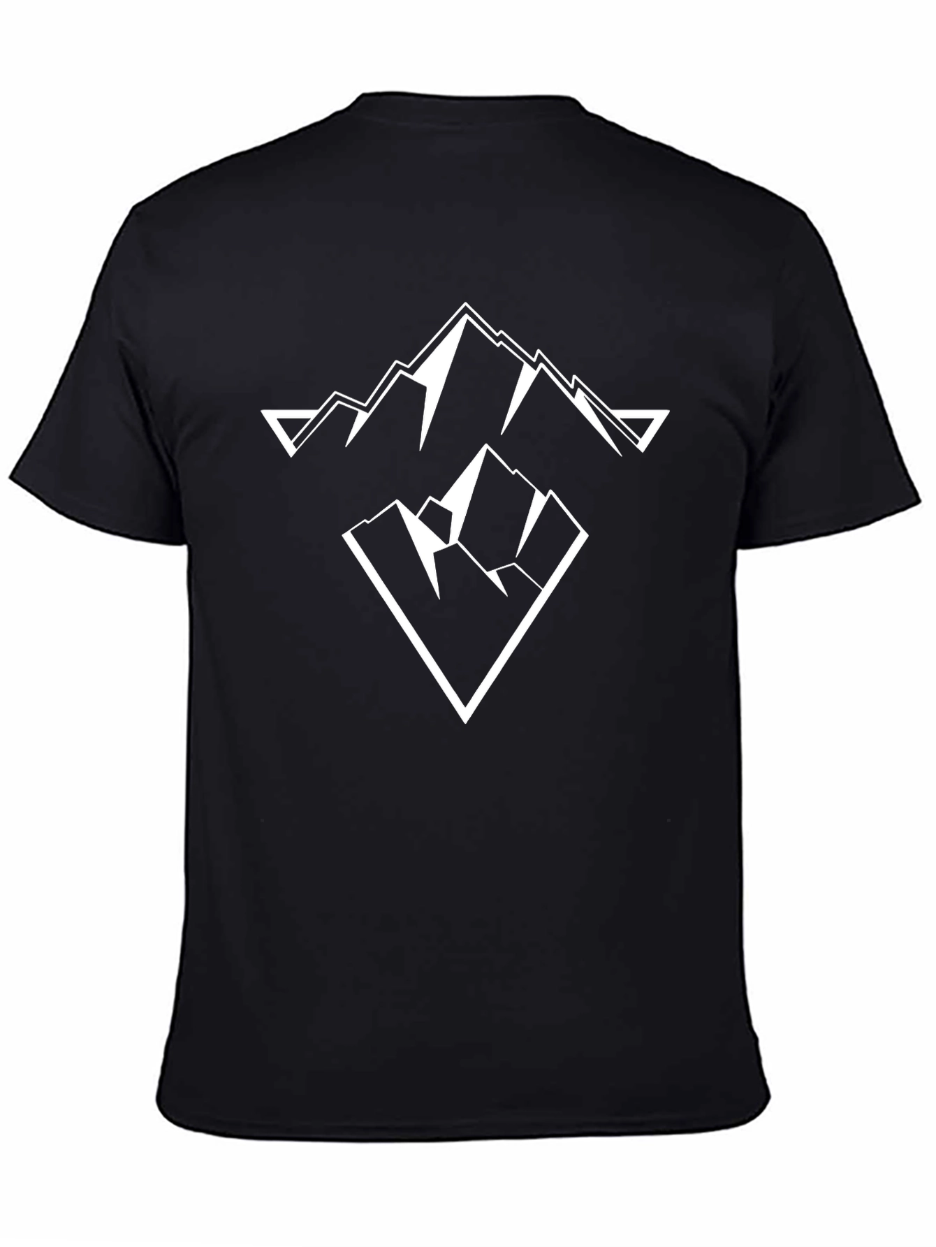 Geometric Mountain Peak Graphic Tee - Black