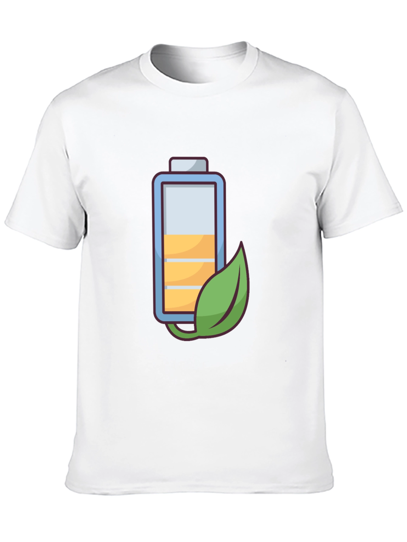 Eco-Friendly Battery Graphic Tee - Black Cotton Blend