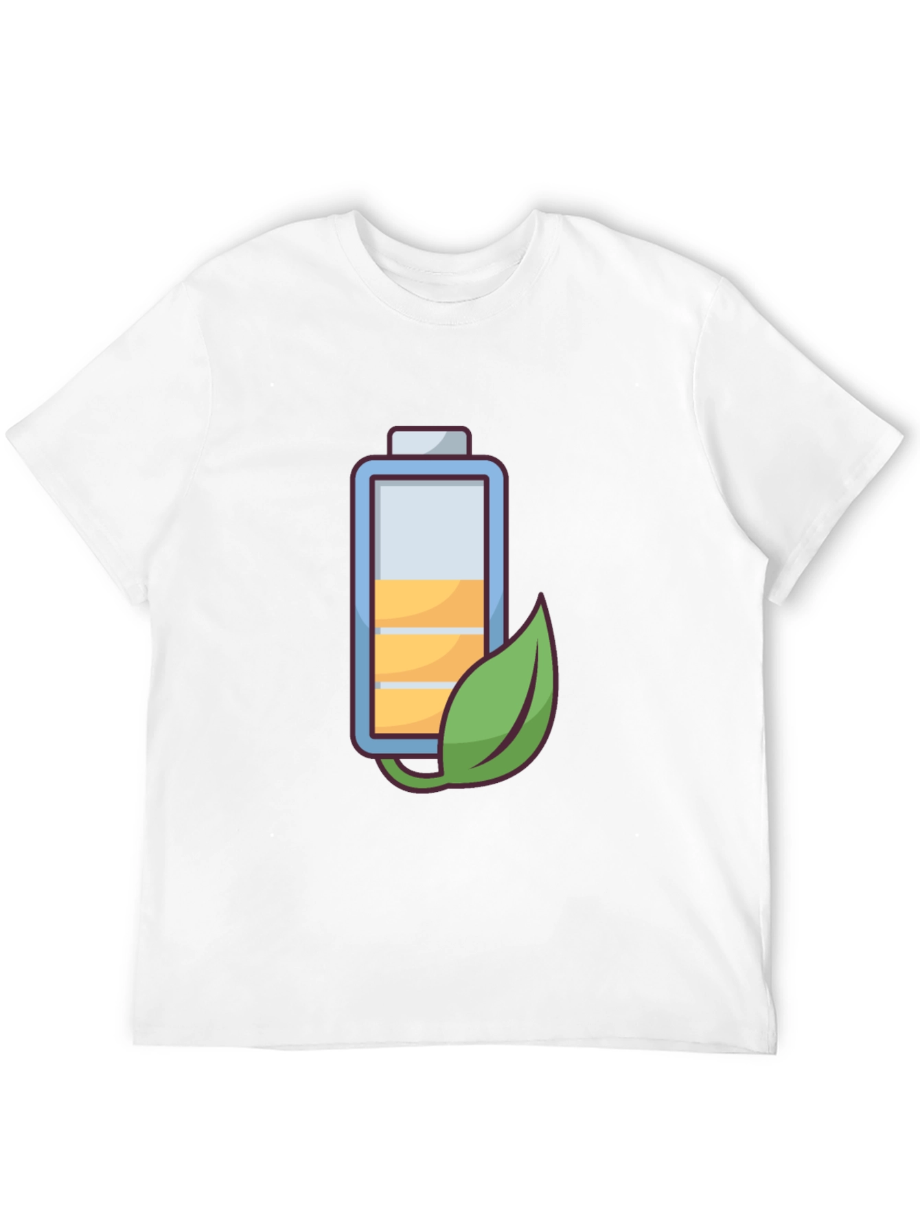Eco-Friendly Battery Graphic Tee - Black Cotton Blend