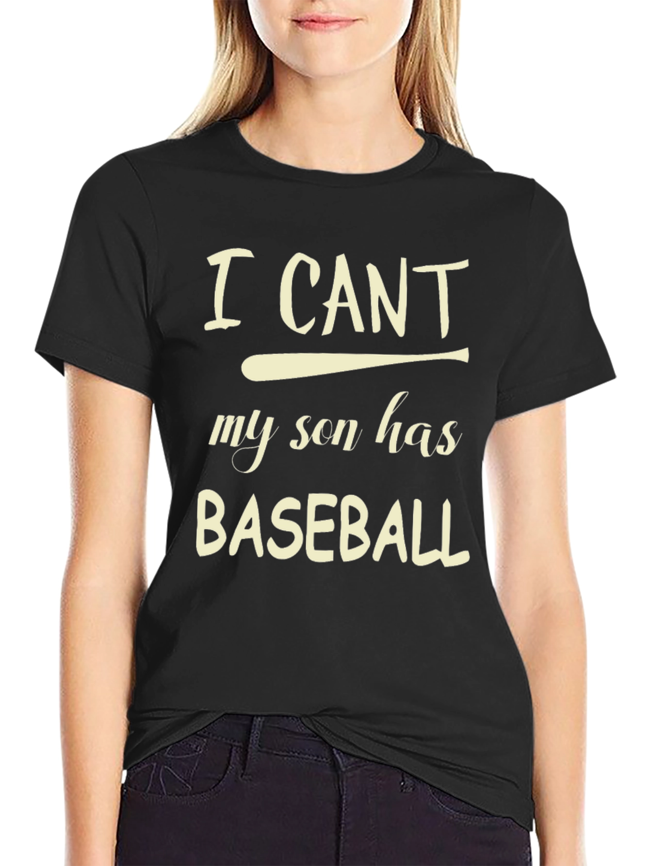 I Cant My Son Has Baseball Black T-Shirt