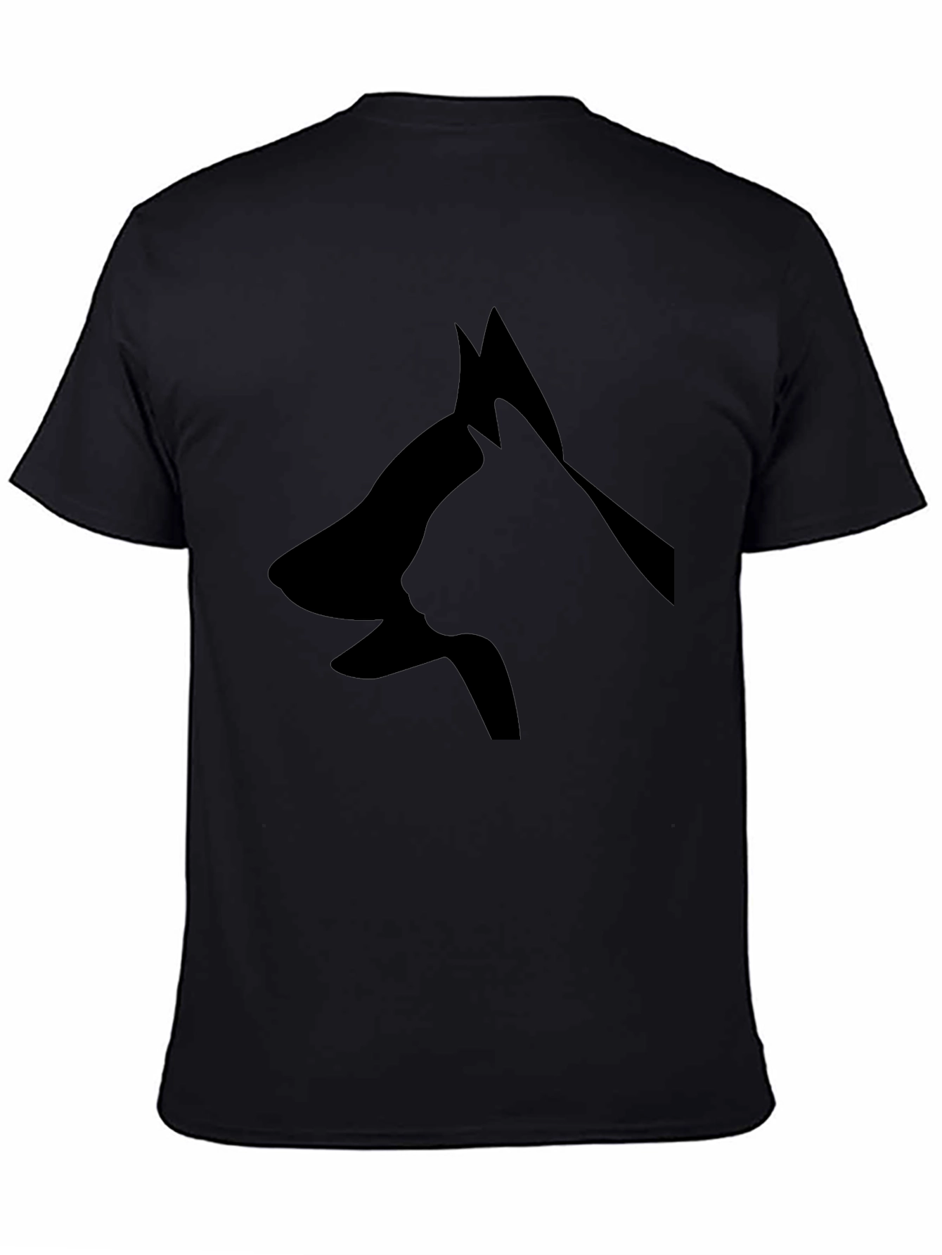Dog & Cat Silhouette Graphic Black T-Shirt