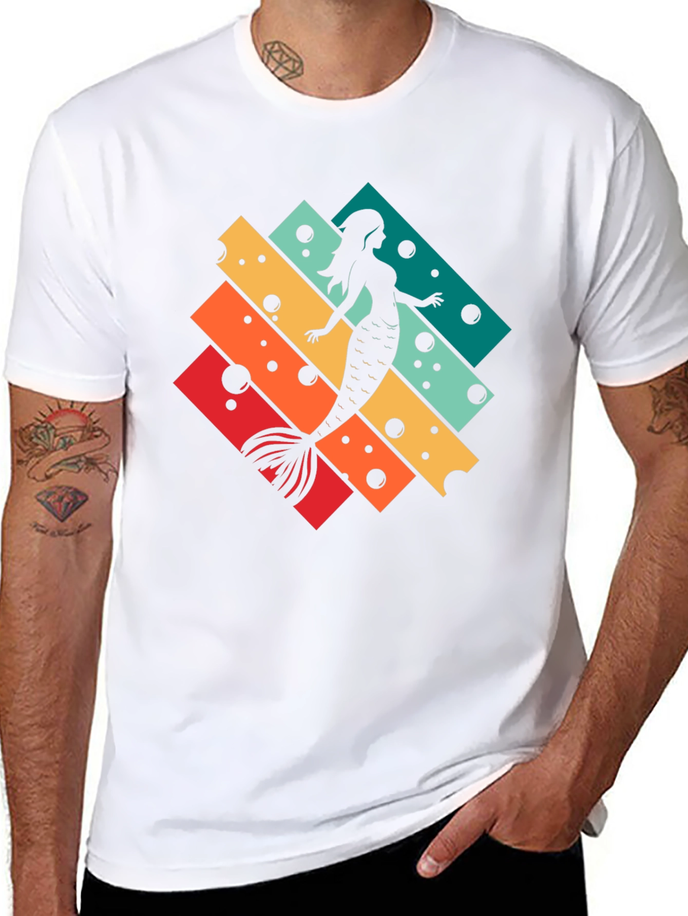 Retro Mermaid Silhouette Graphic T-Shirt