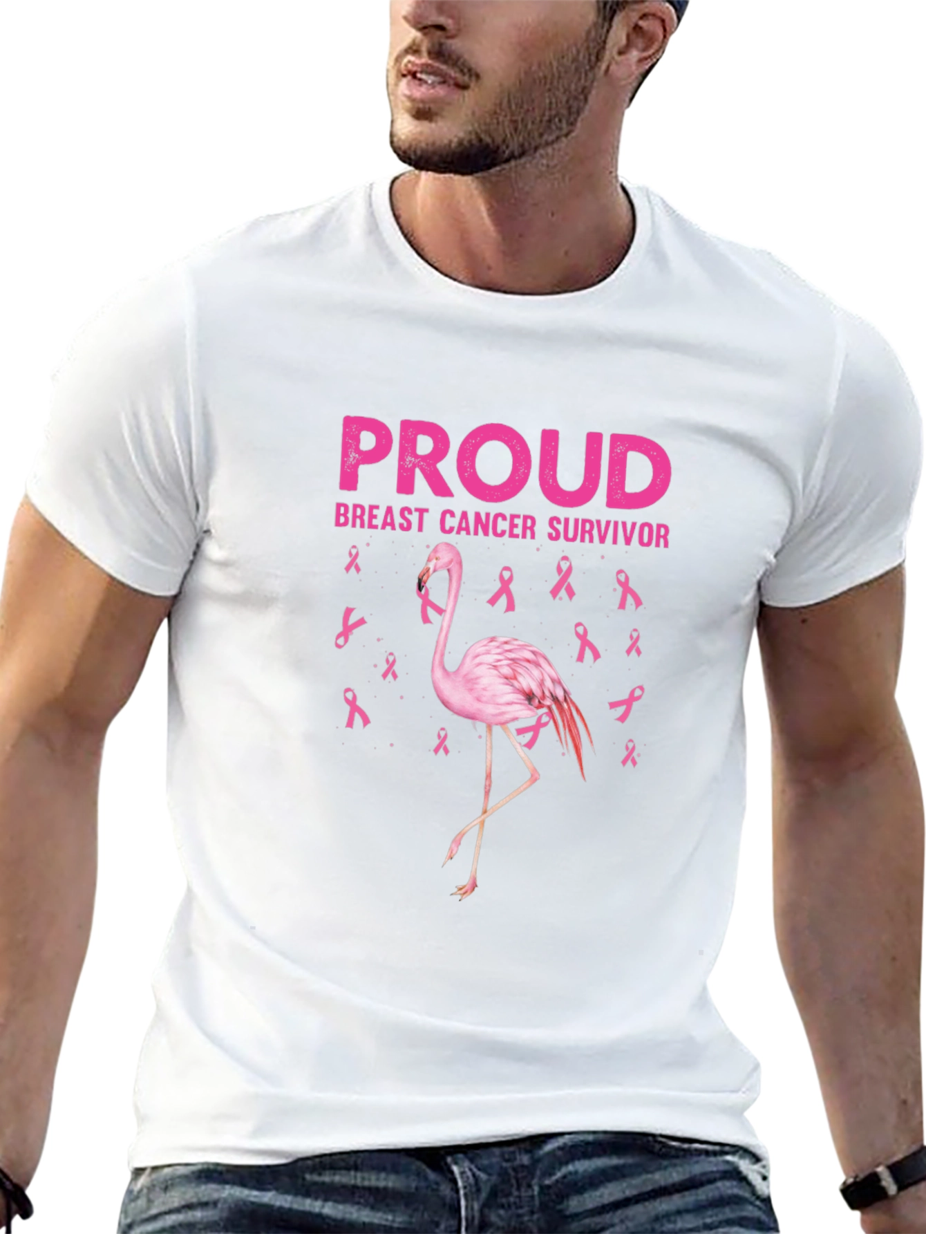 Proud Breast Cancer Survivor Flamingo T-Shirt
