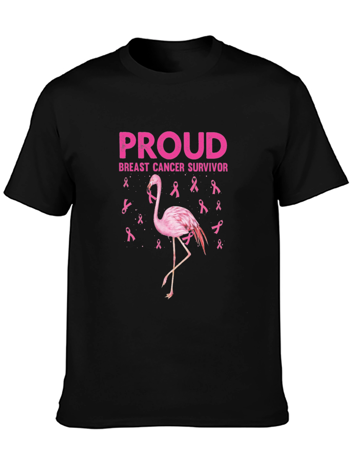 Proud Breast Cancer Survivor Flamingo T-Shirt