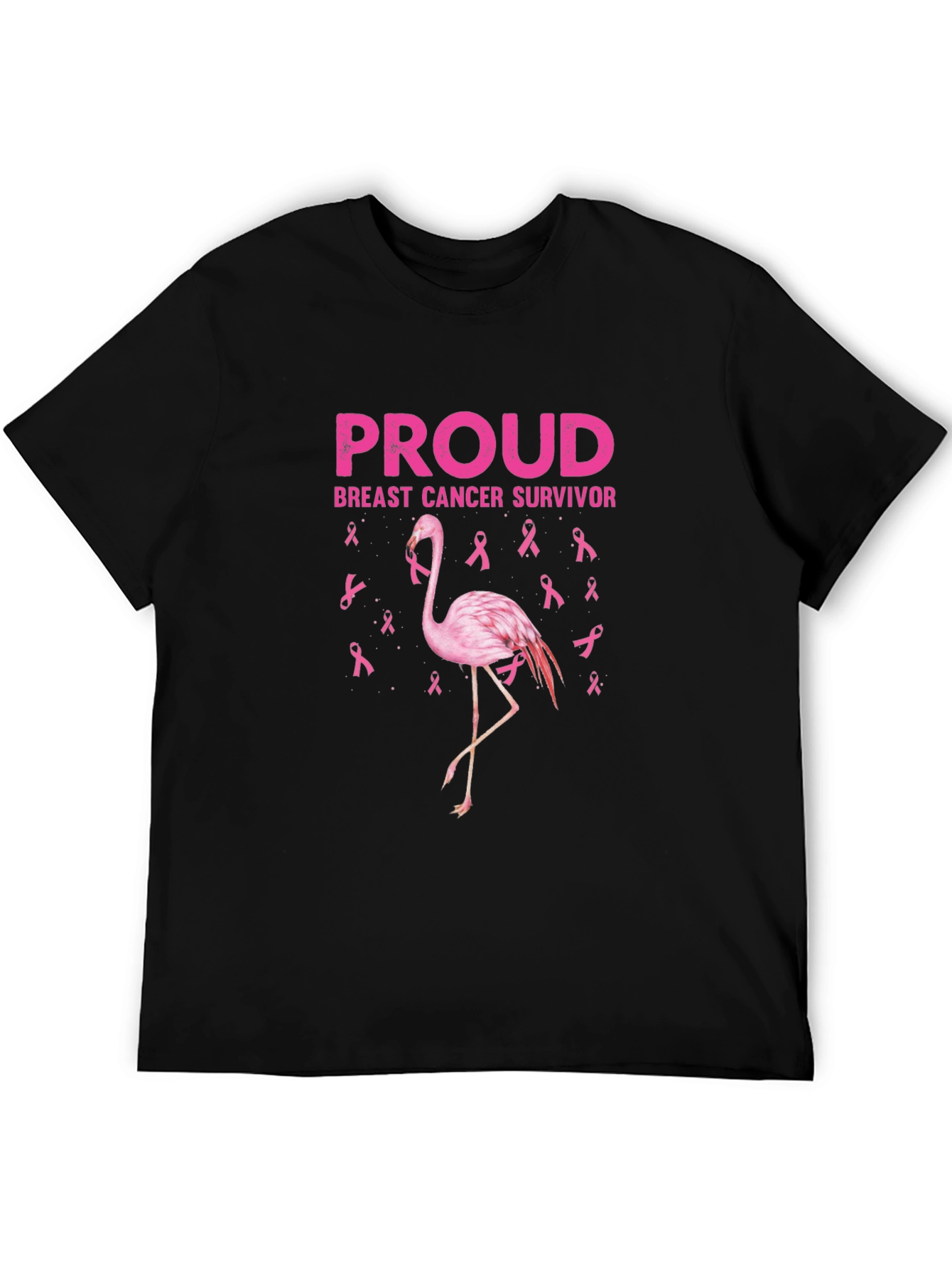 Proud Breast Cancer Survivor Flamingo T-Shirt