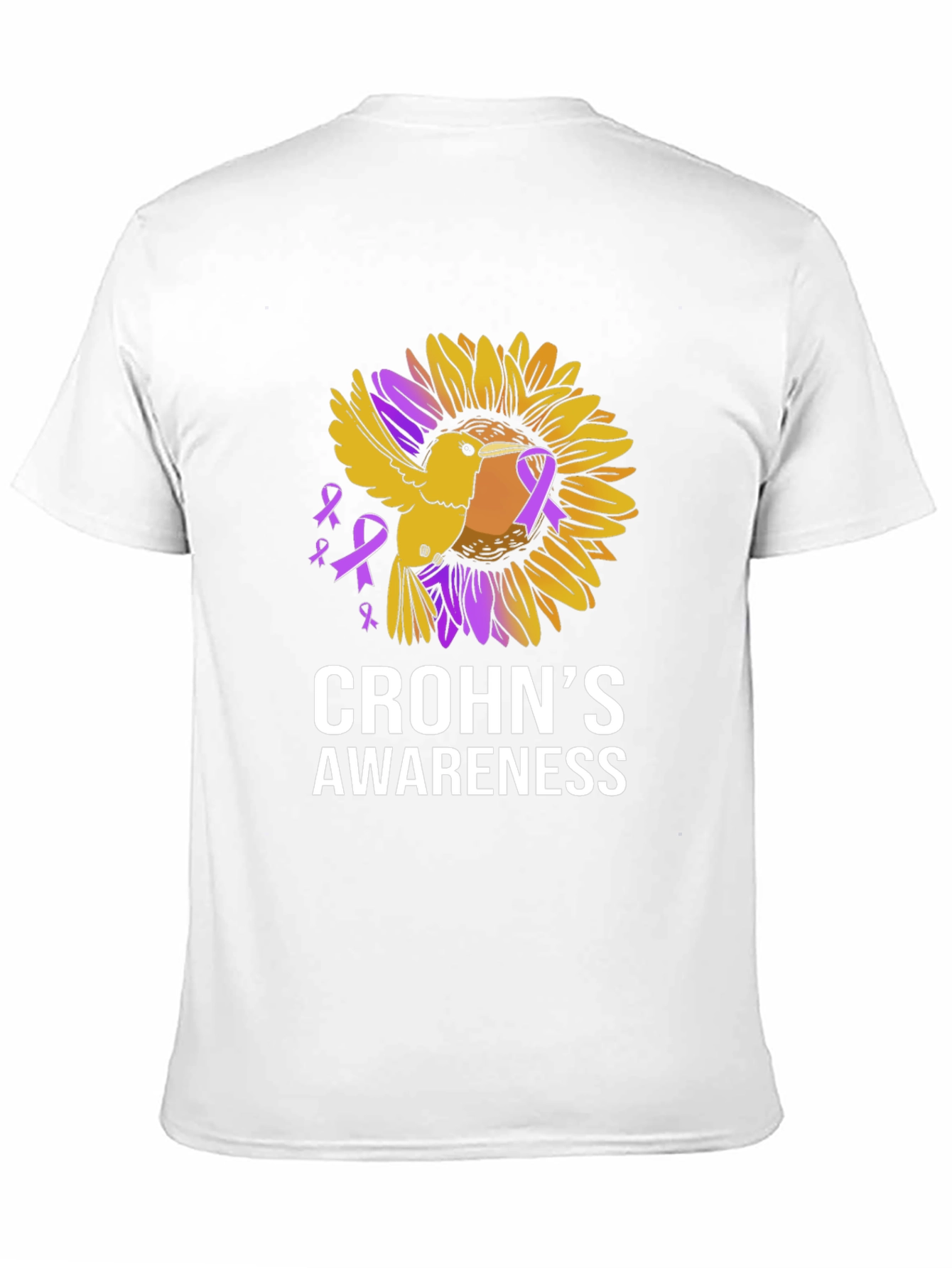 Crohns Awareness T-Shirt - Sunflower Bird Design