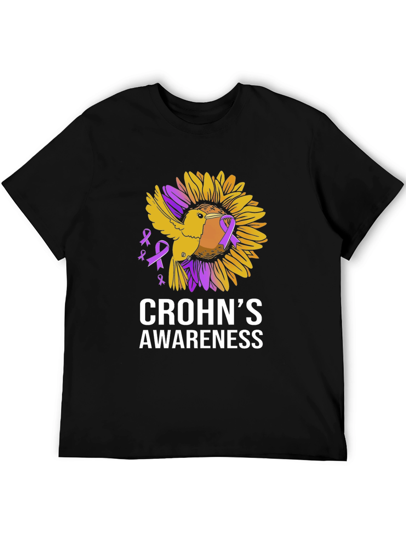 Crohns Awareness T-Shirt - Sunflower Bird Design