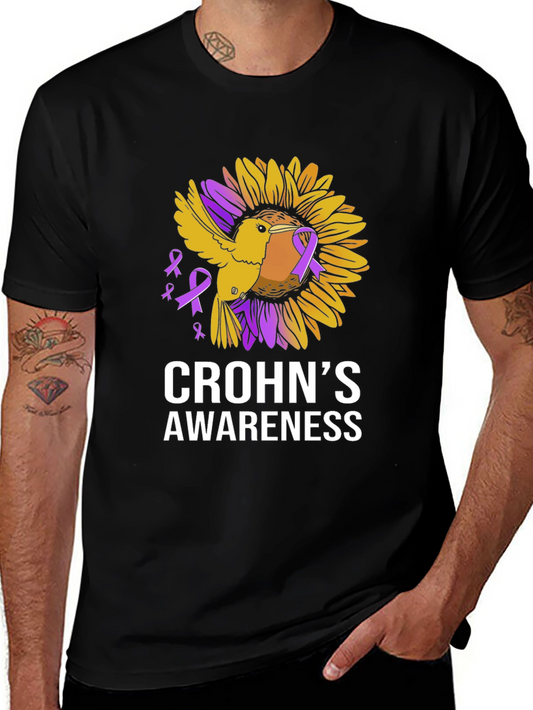 Crohns Awareness T-Shirt - Sunflower Bird Design
