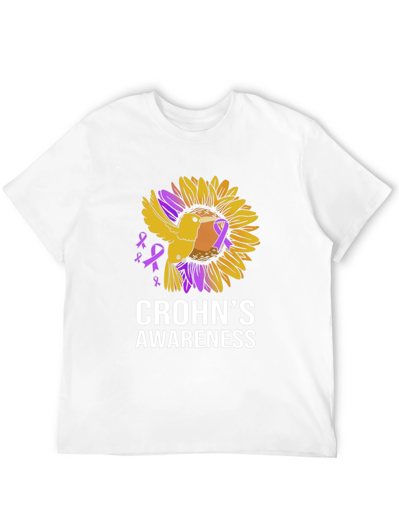 Crohns Awareness T-Shirt - Sunflower Bird Design