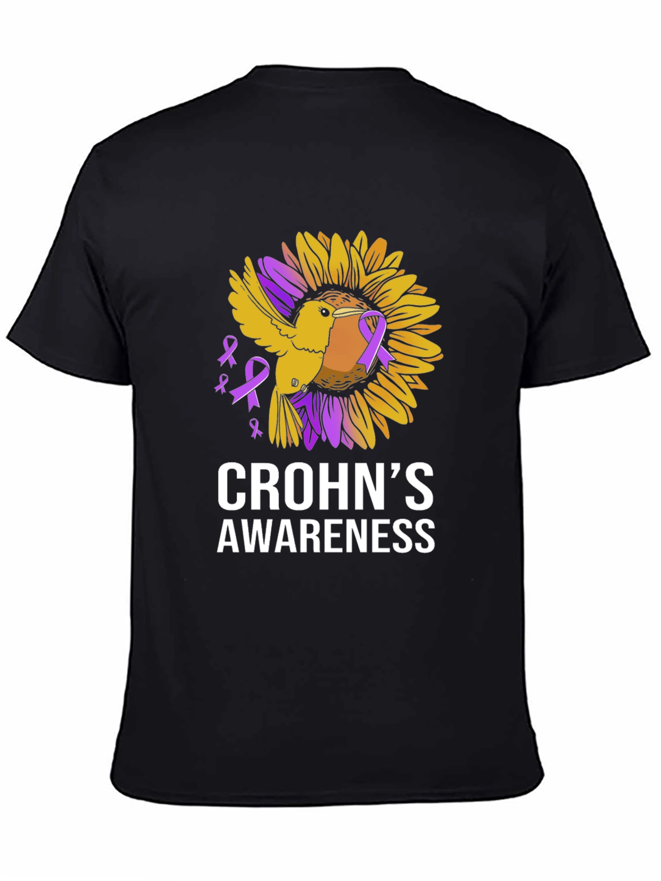 Crohns Awareness T-Shirt - Sunflower Bird Design