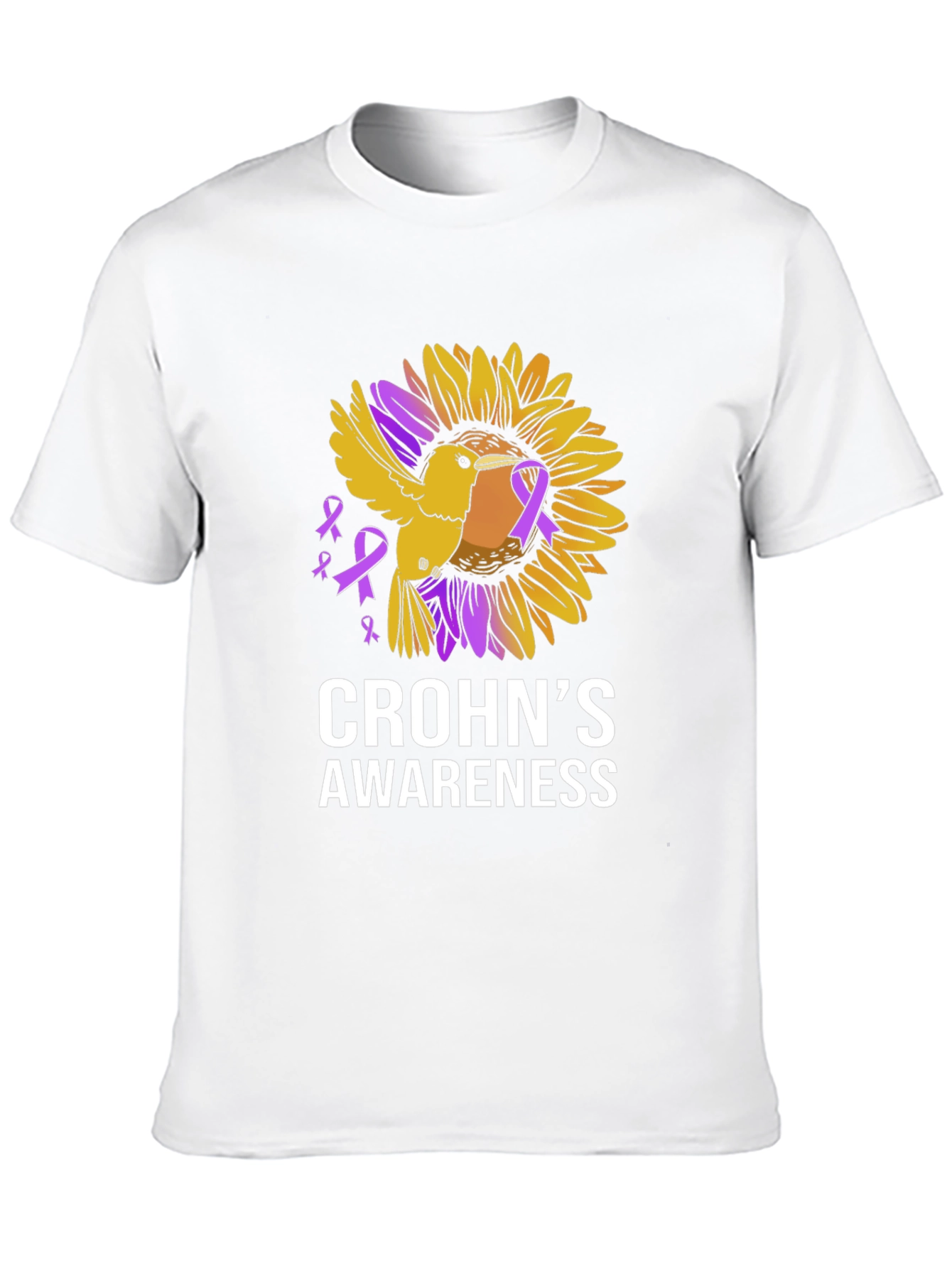 Crohns Awareness T-Shirt - Sunflower Bird Design