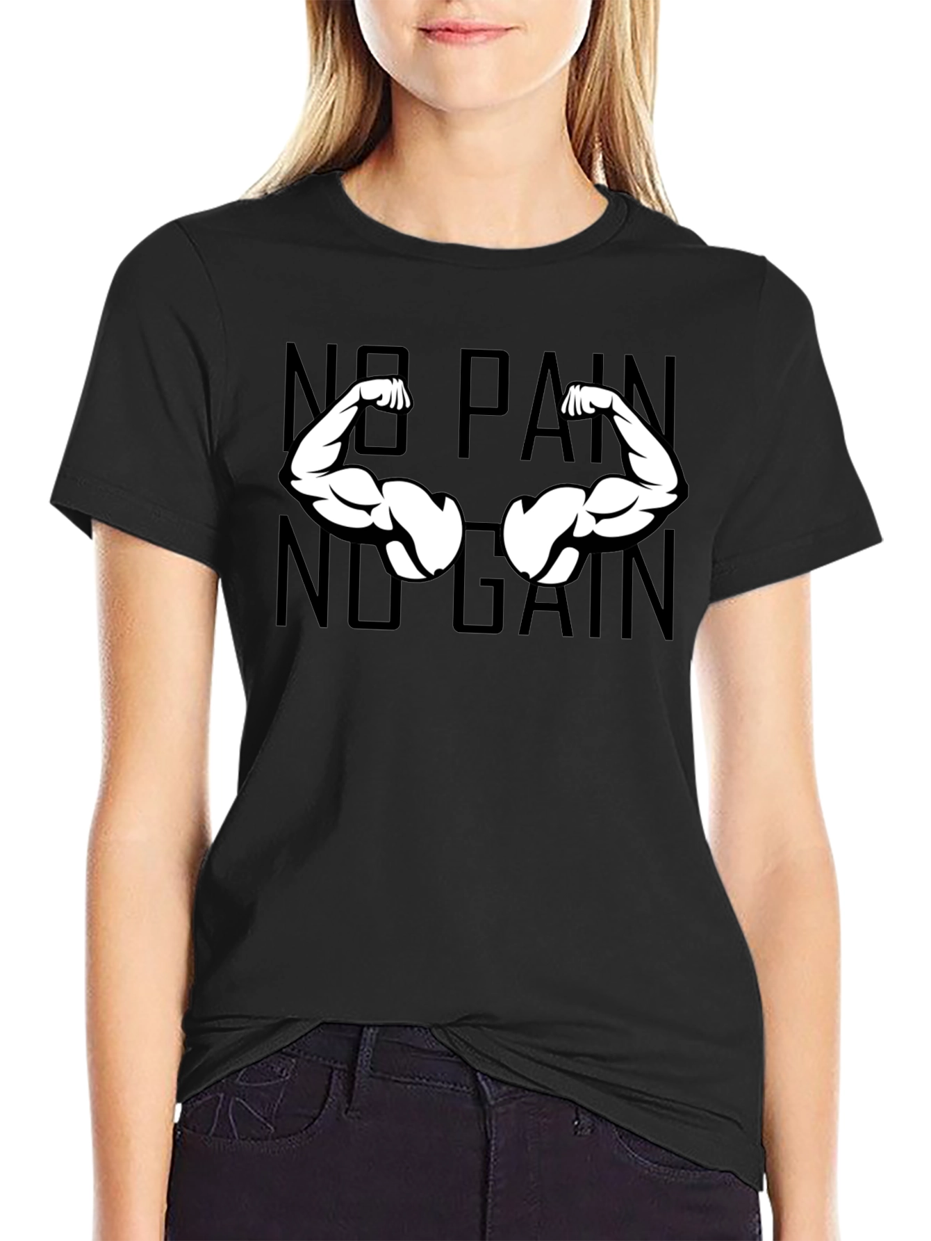 No Pain No Gain Graphic Tee - Black