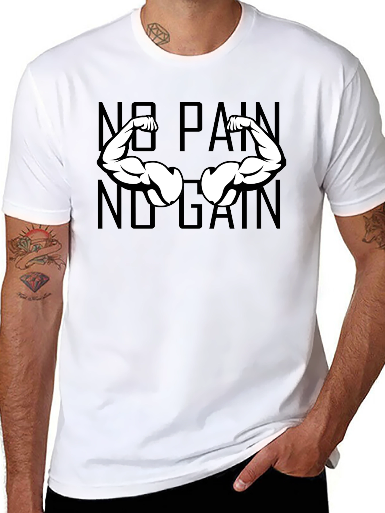 No Pain No Gain Graphic Tee - Black