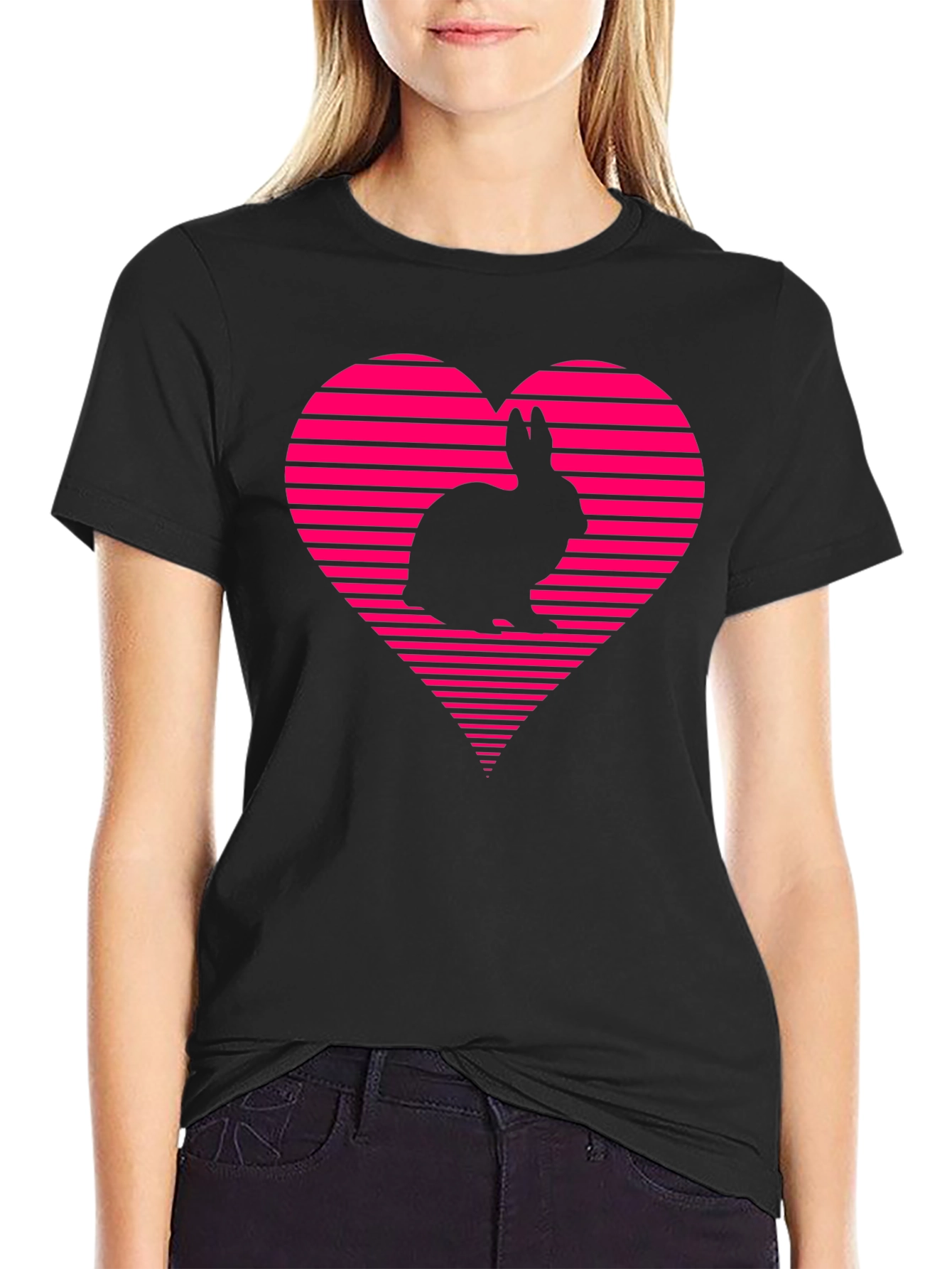 Rabbit Heart Graphic Tee - Black