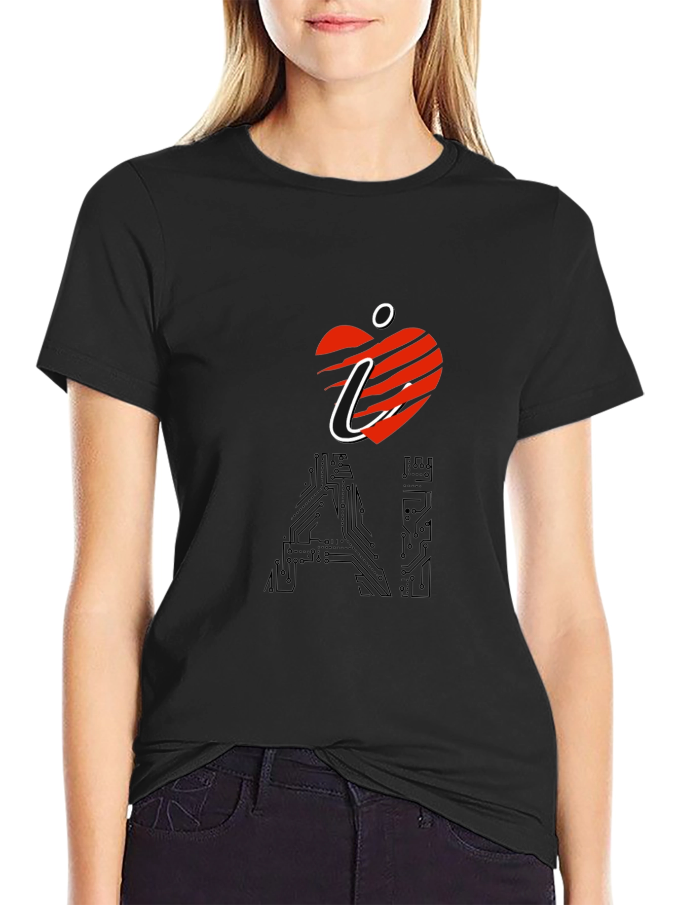 I Heart AI Black T-Shirt