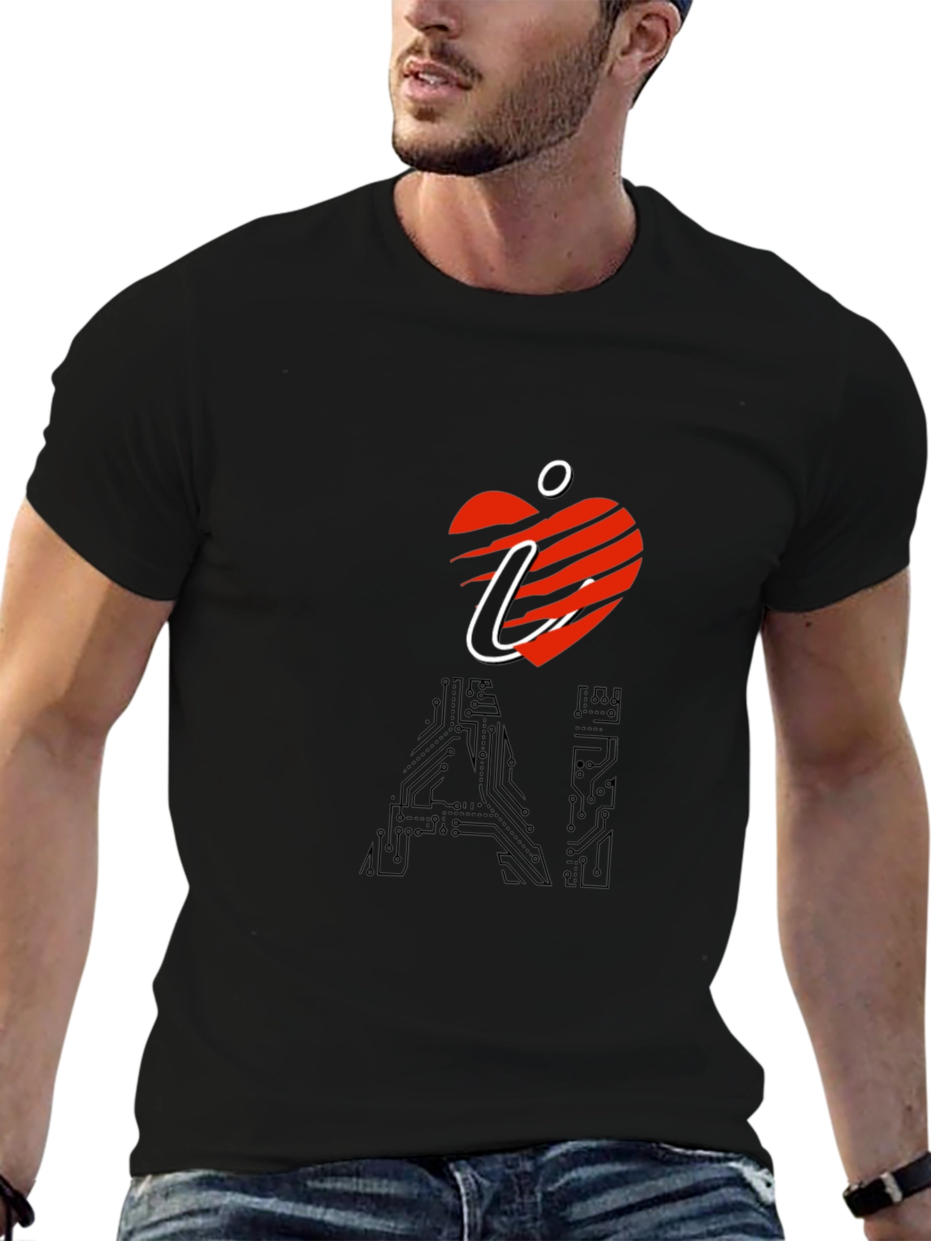 I Heart AI Black T-Shirt