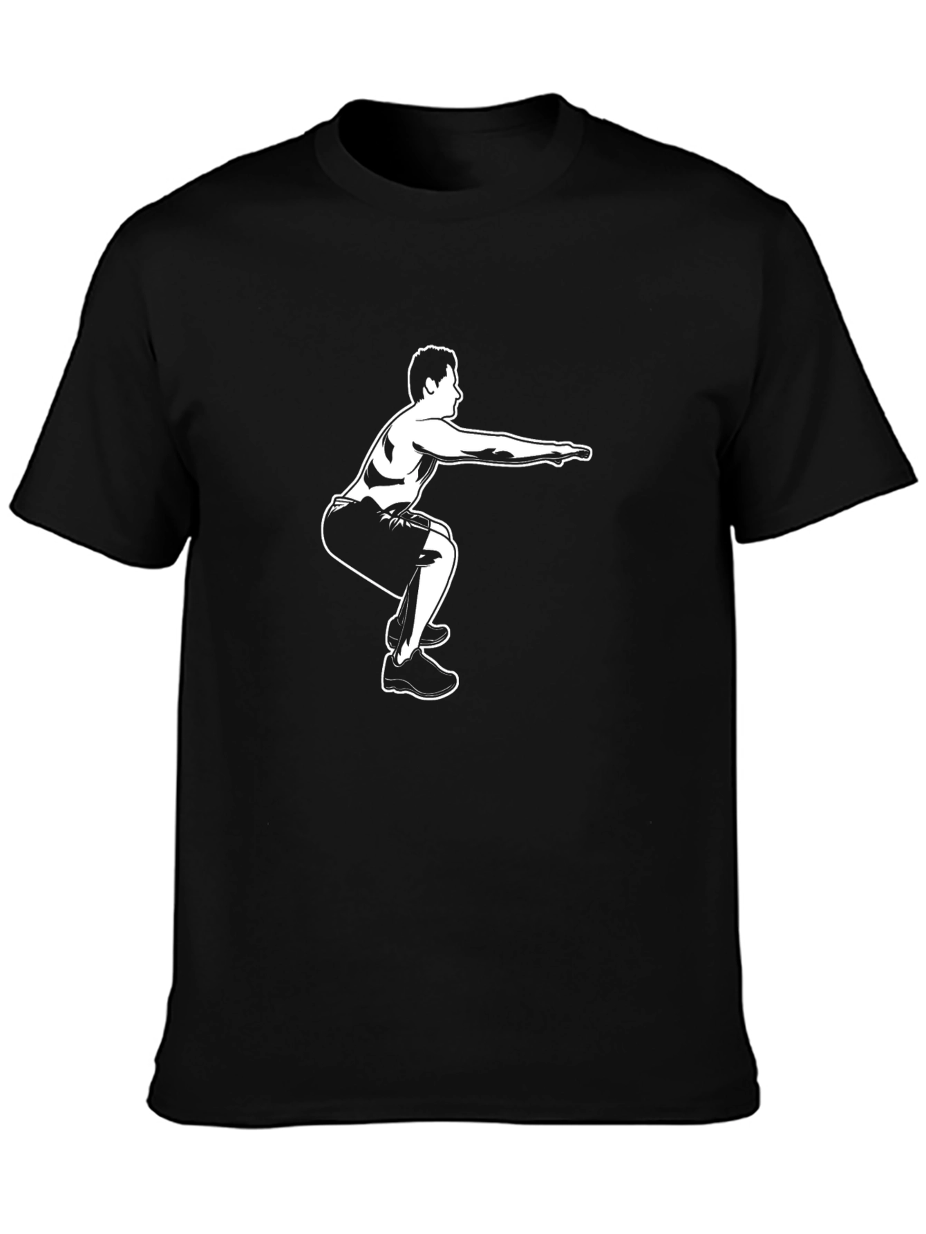 Mens Black Squat Graphic T-Shirt