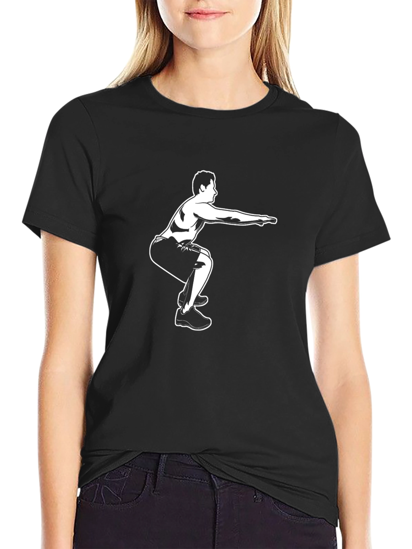 Mens Black Squat Graphic T-Shirt