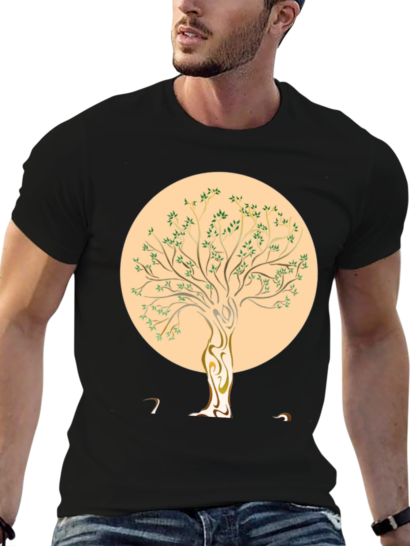 Nature Tree Graphic T-Shirt - Stylish Black Tee