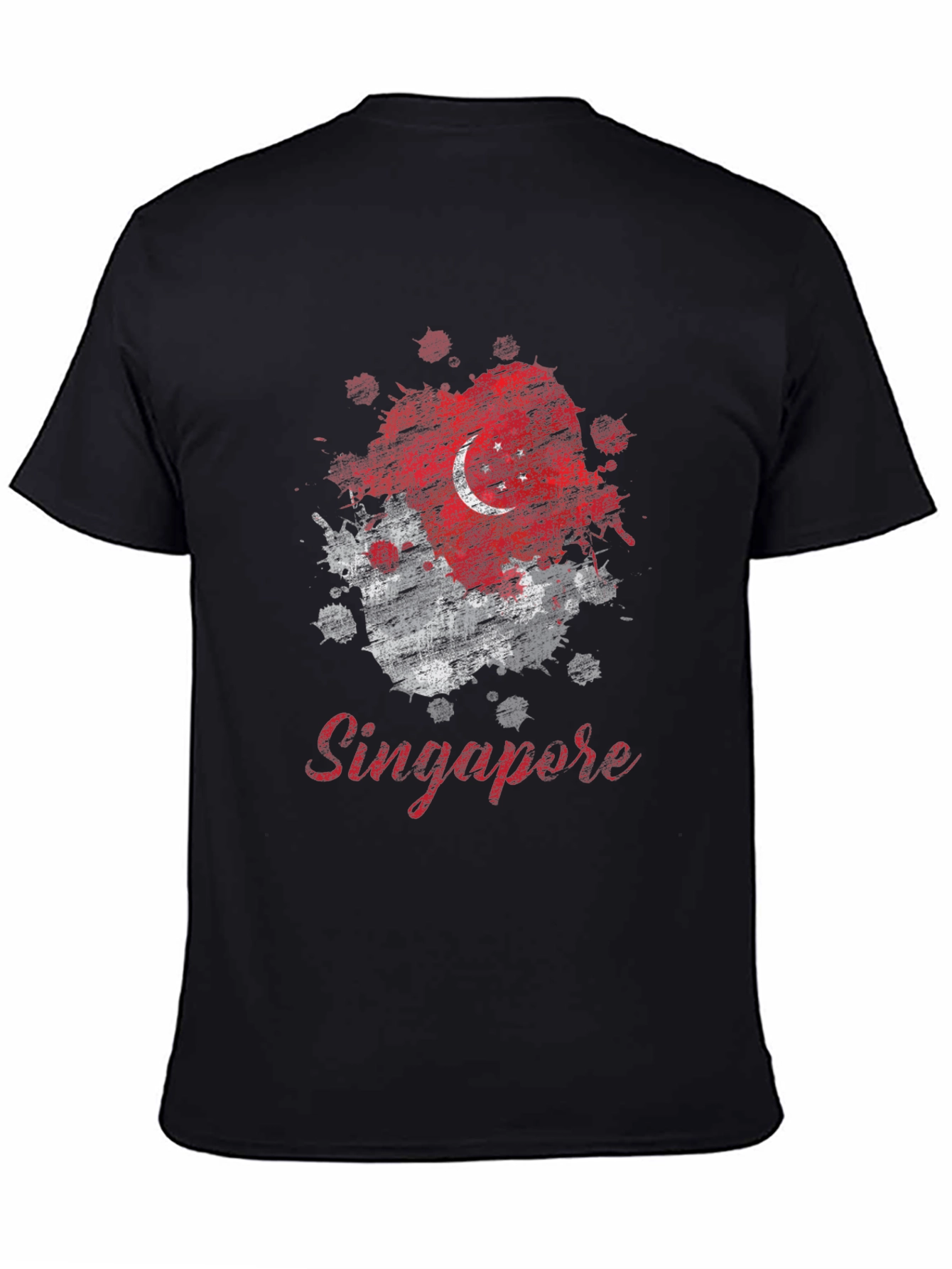 Singapore Flag Splatter Graphic T-Shirt