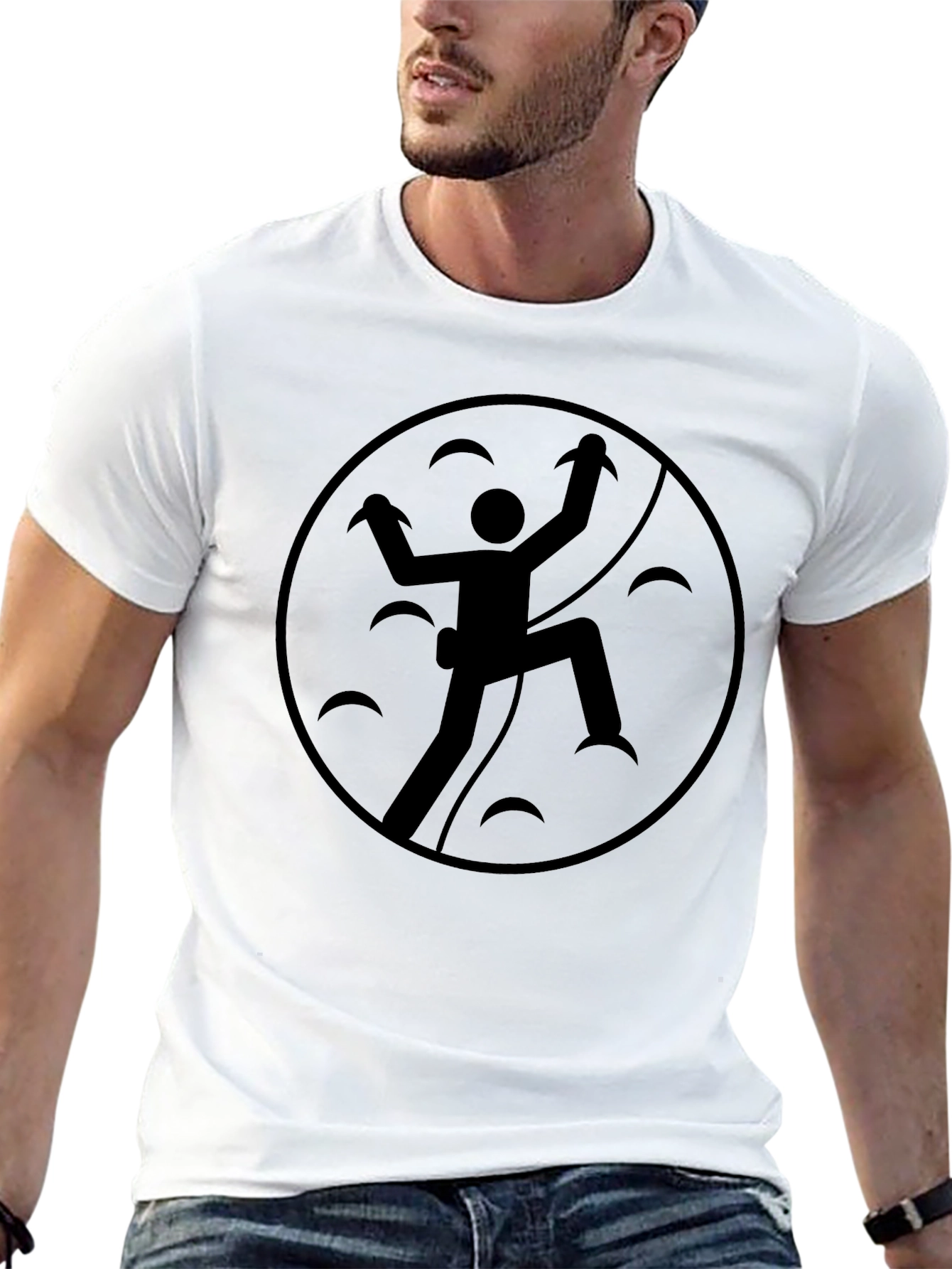 Rock Climbing Graphic Tee - Black Cotton T-Shirt