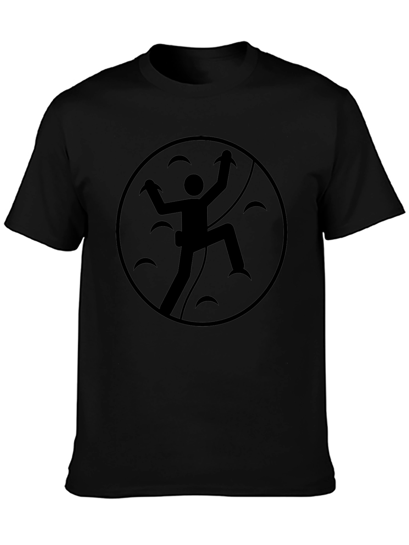Rock Climbing Graphic Tee - Black Cotton T-Shirt