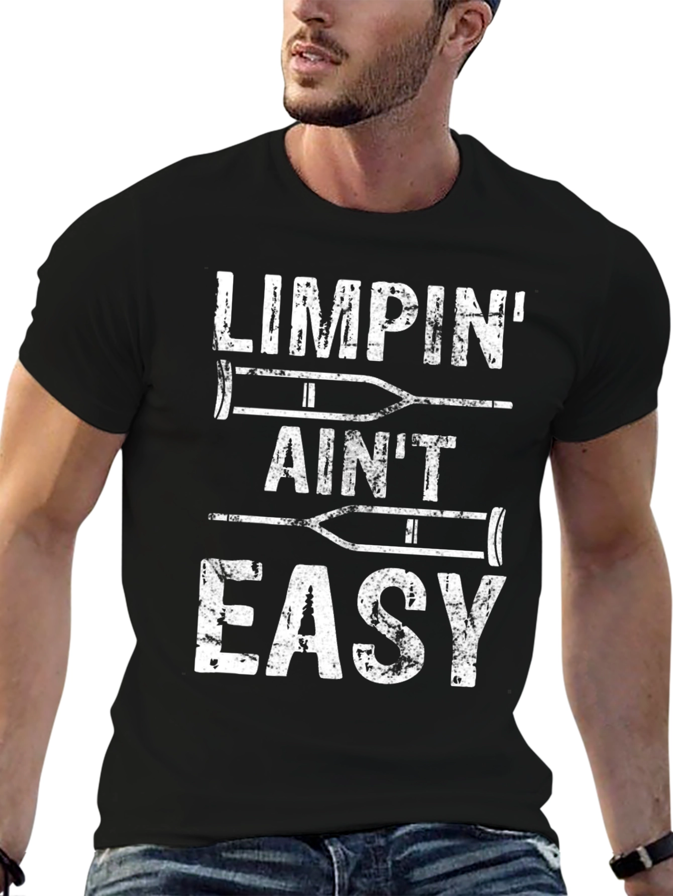 Limpin Aint Easy Funny Crutches Graphic Tee