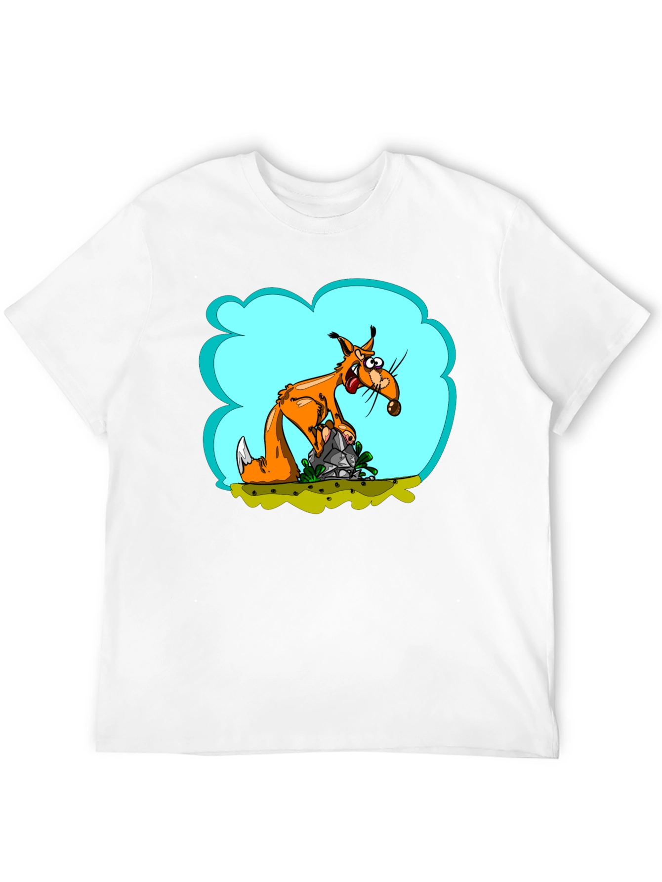 Cartoon Fox Black T-Shirt