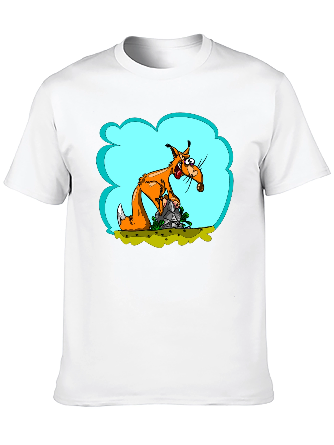 Cartoon Fox Black T-Shirt