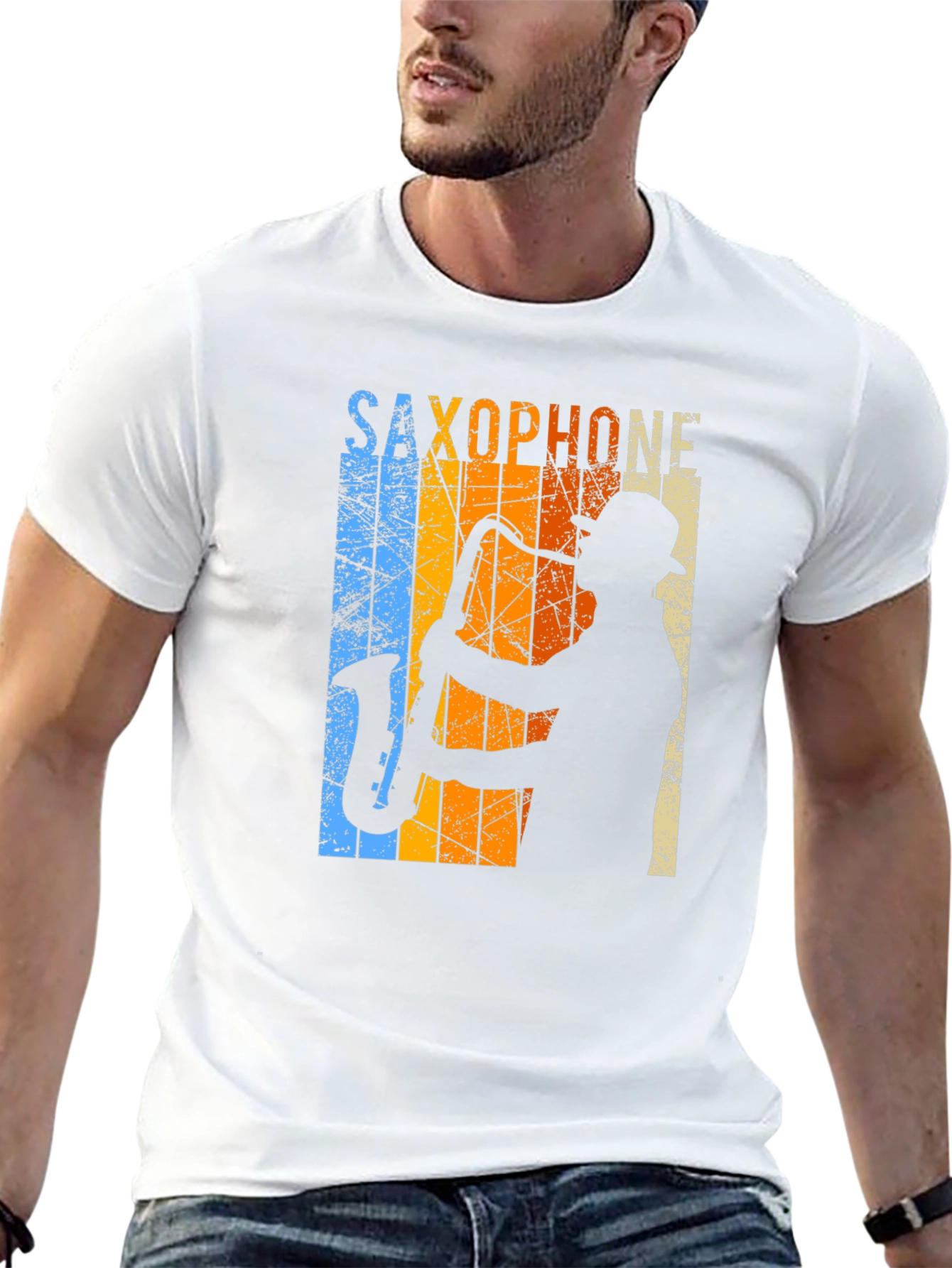 Retro Saxophone Player Graphic T-Shirt