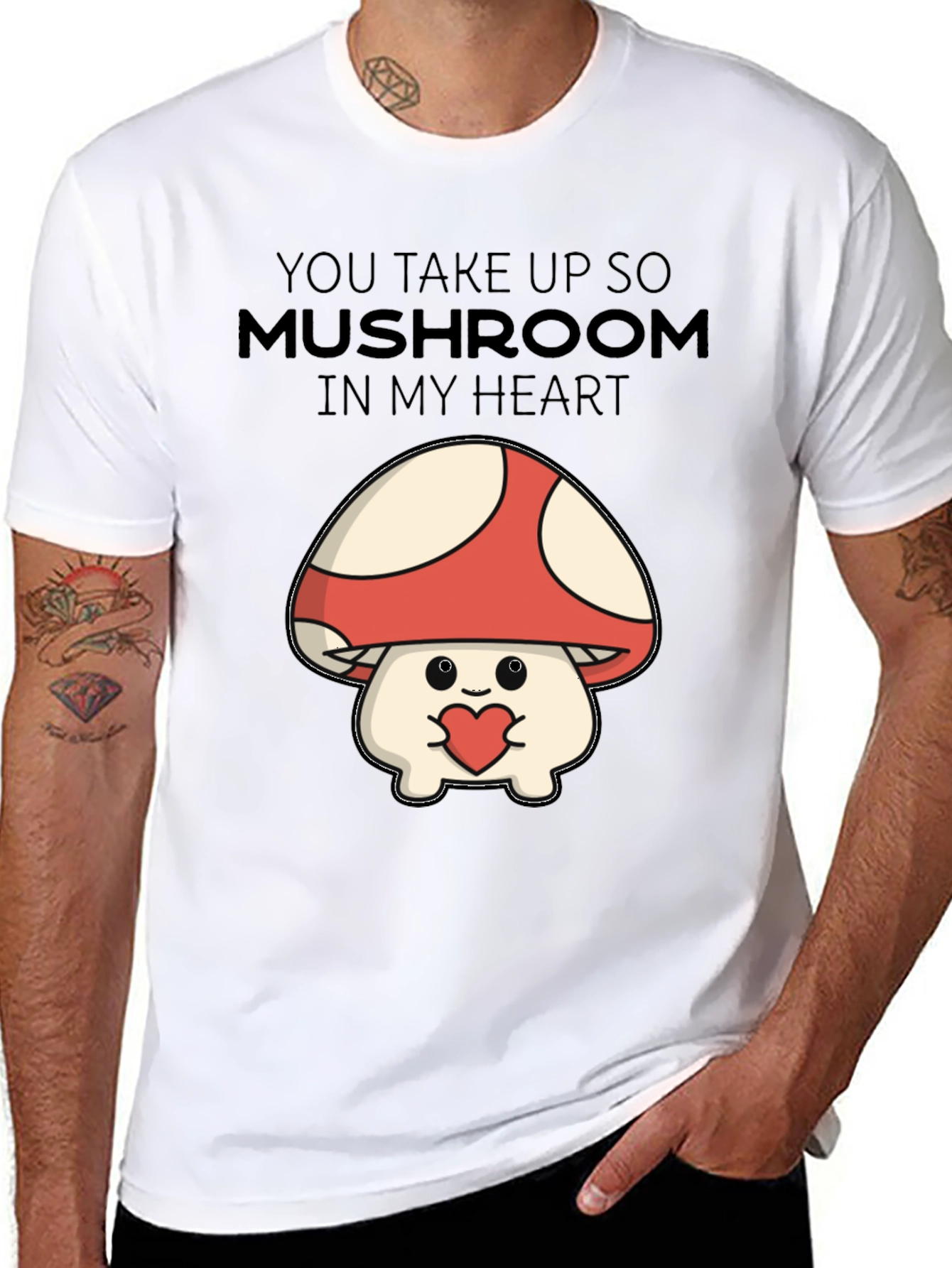 Mushroom Heart T-Shirt - Cute Graphic Tee