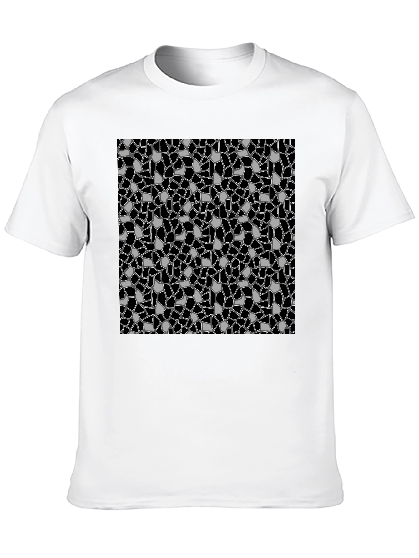 Abstract Mosaic Graphic Print Black T-Shirt