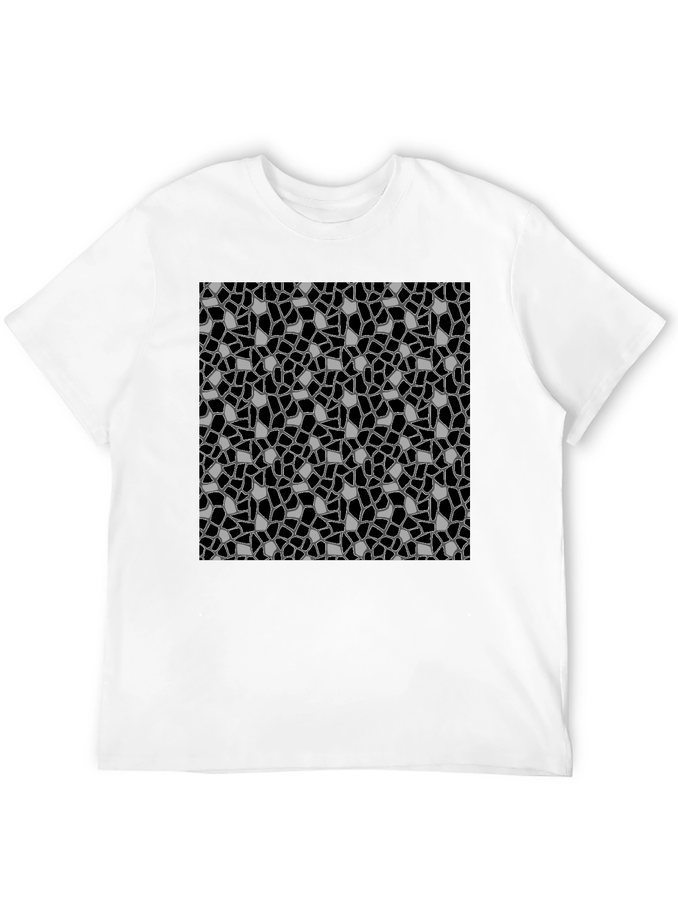 Abstract Mosaic Graphic Print Black T-Shirt