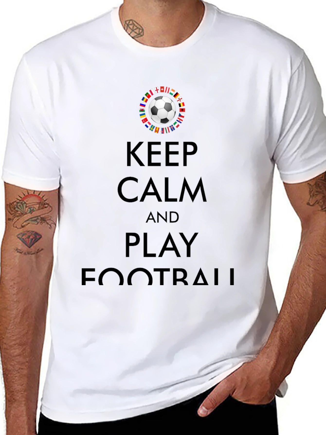 Keep Calm and Play Football Black Graphic Tee