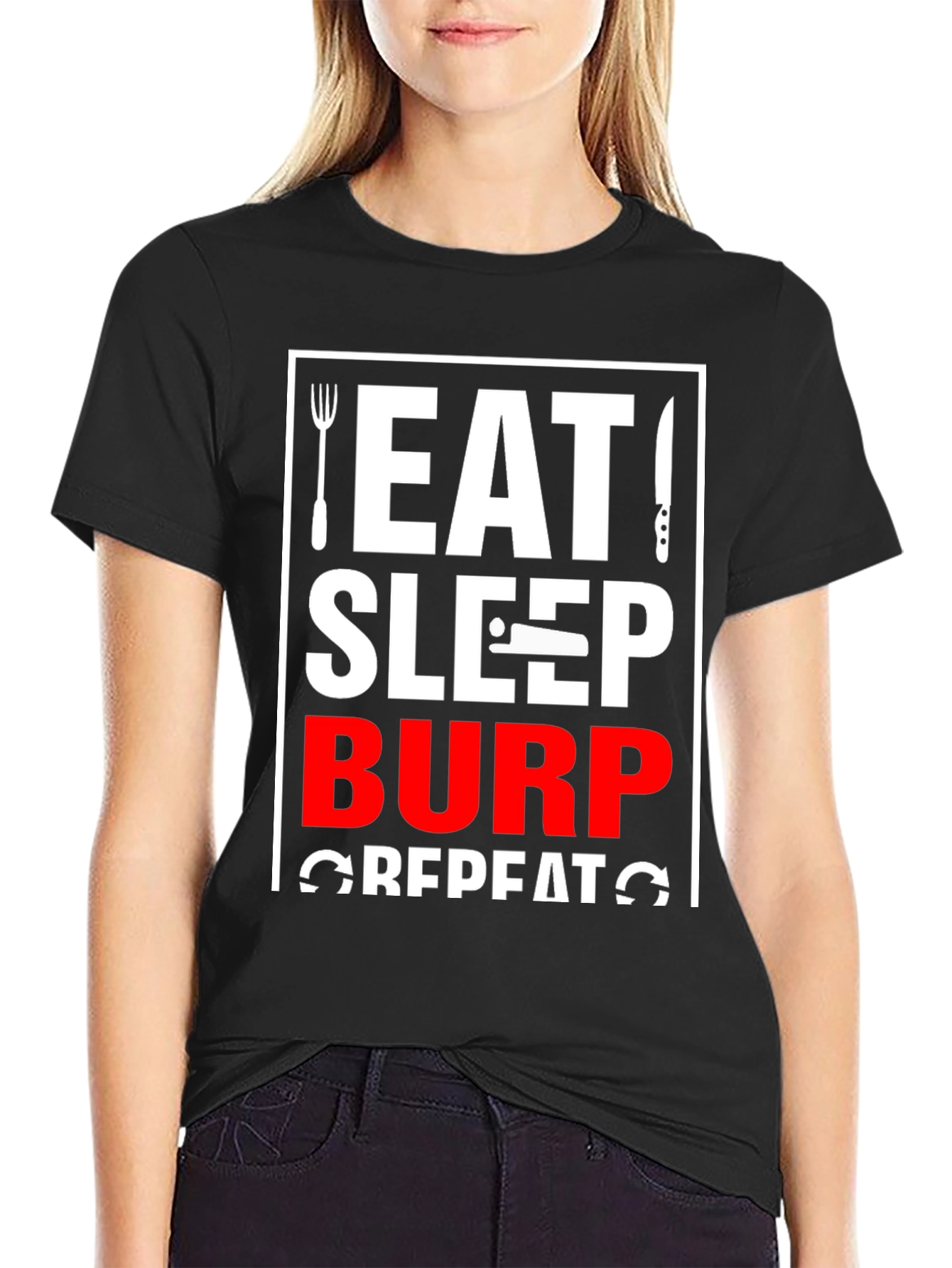 Eat Sleep Burp Repeat Graphic Tee