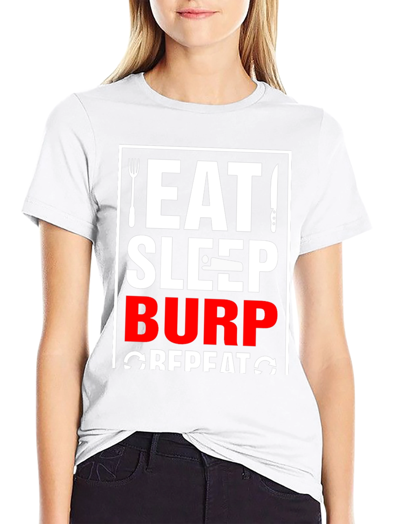 Eat Sleep Burp Repeat Graphic Tee