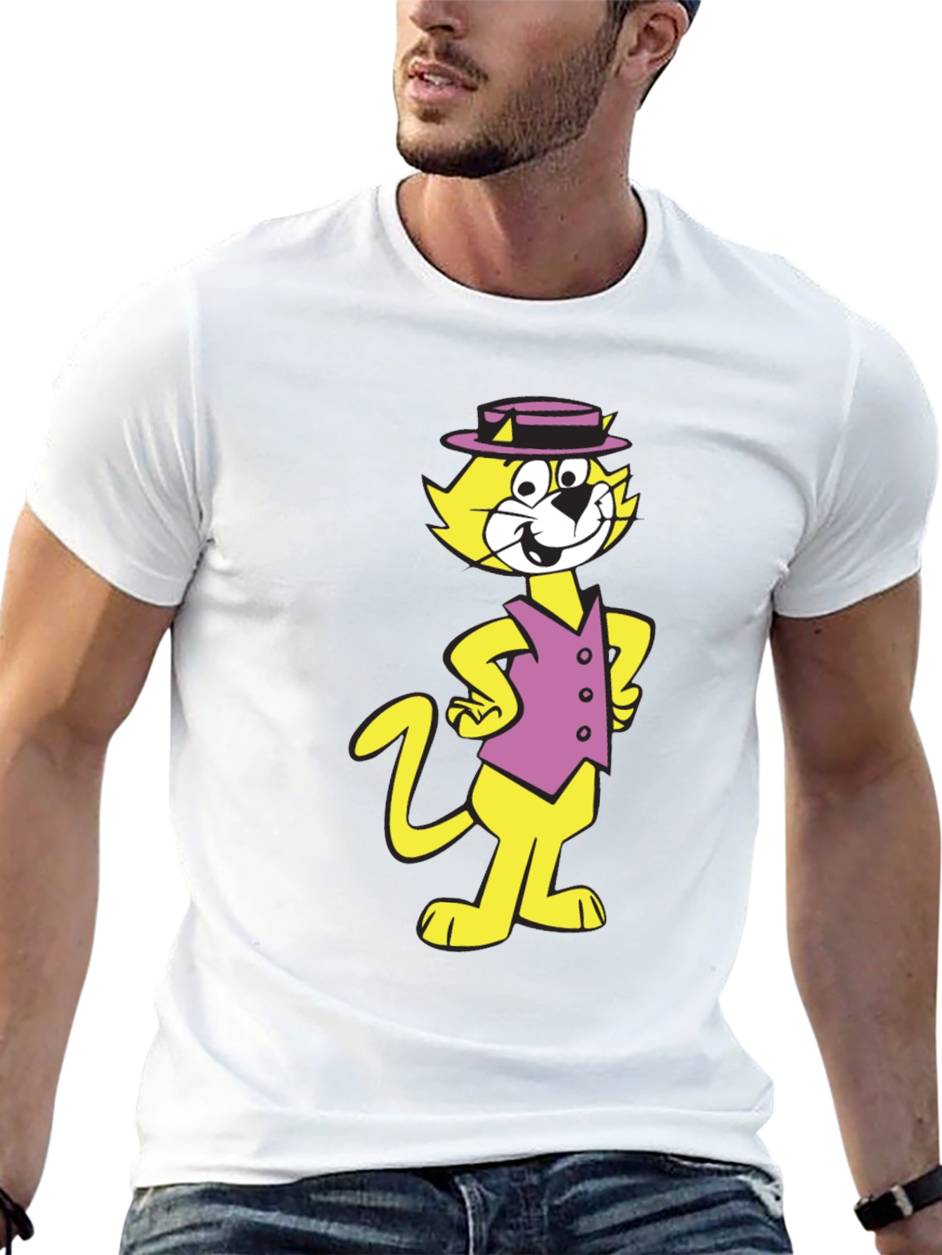 Top Cat Cartoon Graphic Black T-Shirt